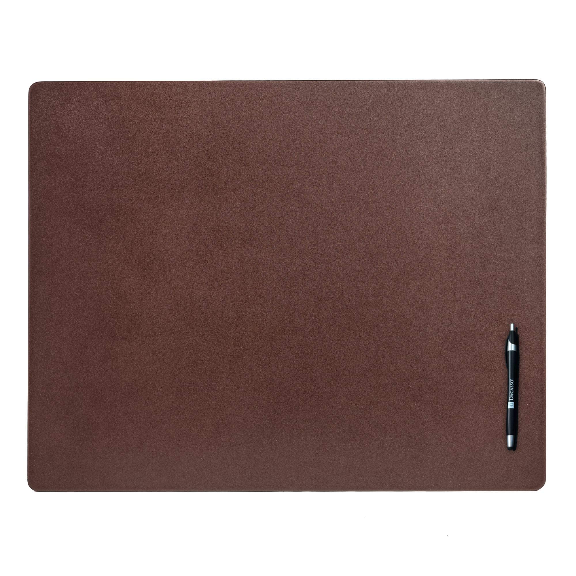 Premium Dacasso Classic Leather Desk Pad - 24 x 19 Inches, Chocolate Brown - Non-Slip Writing Surface for Office & Home Workspace