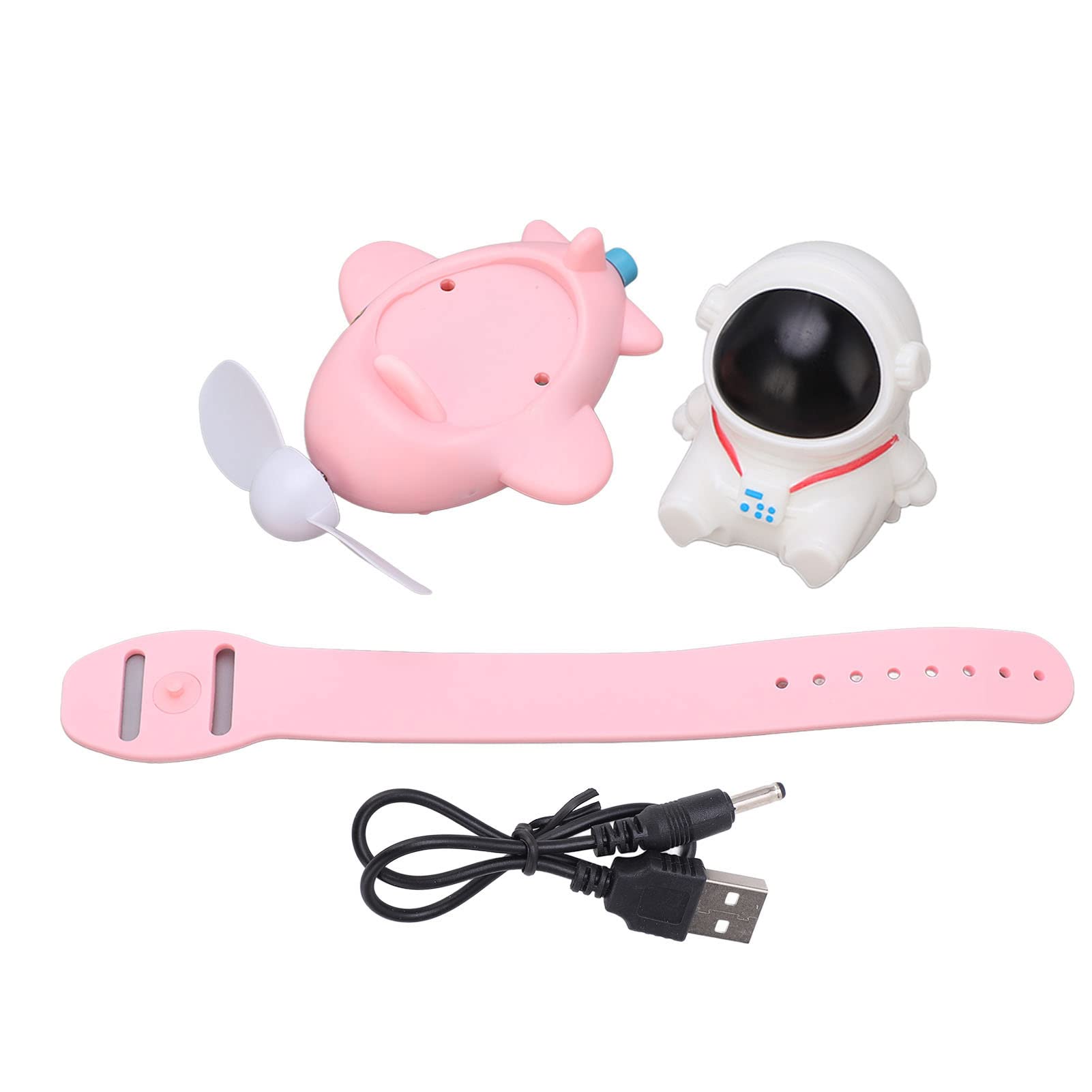 Jeanoko 3-in-1 USB Charging Mini Astronaut Watch Fan - Portable Desk Fan with Soft Silicone Wristband & Astronaut Charm - Perfect for Students Studying, Office Work, and Outdoor Activities