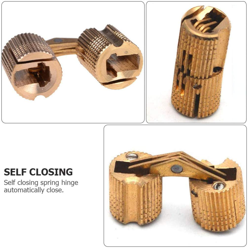 2PCS Solid Copper Concealed Hinges - Spring Loaded Hidden Door Hinges for Cabinet, Furniture & DIY Projects - Automatic Self-Closing Flap Hinges (Copper Finish) - Perfect for Kitchen Cabinets, Wardrobes & Storage Boxes