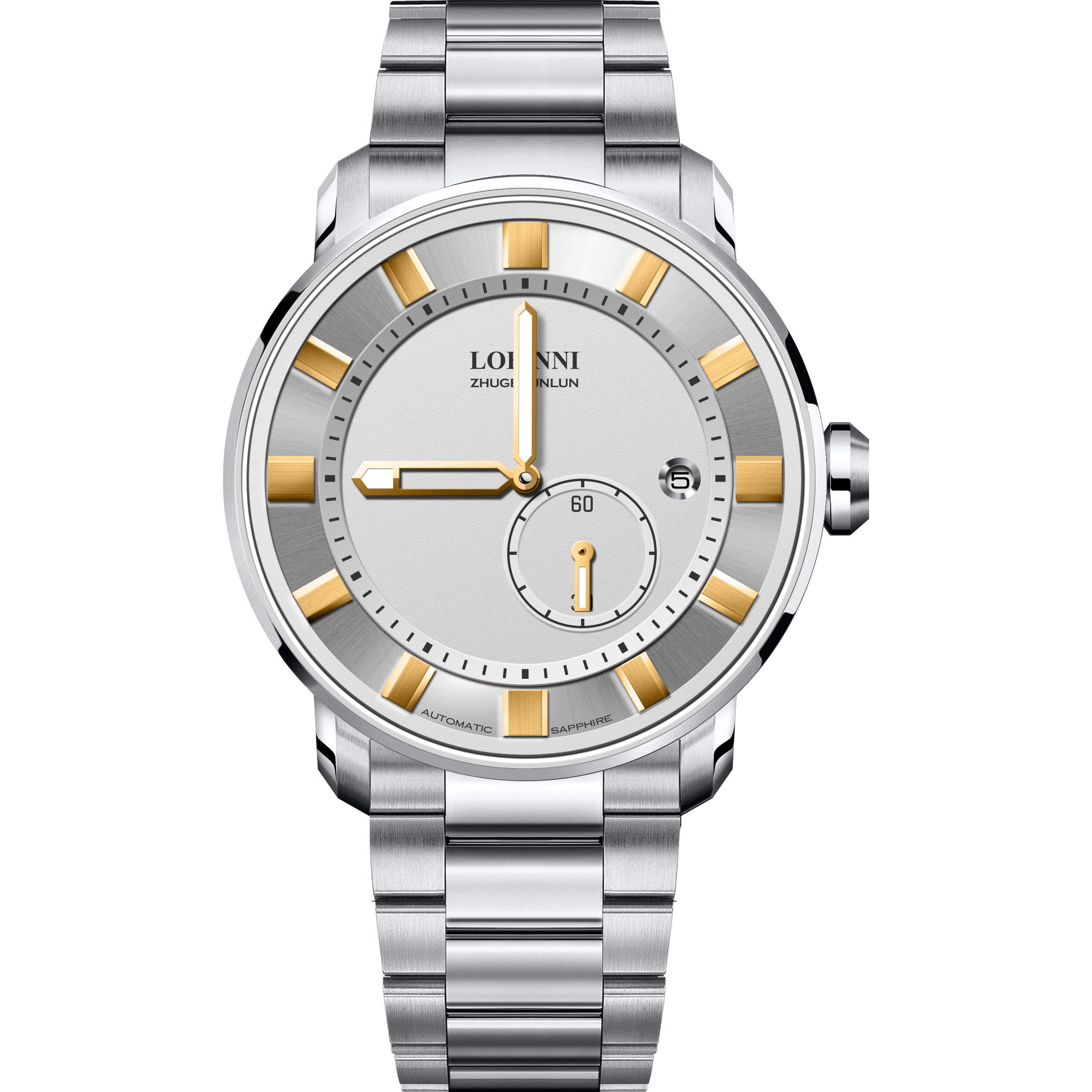 LOBINNI Men's Automatic Luxury Watch - 50m Waterproof Self-Winding Mechanical Wristwatch with Tungsten Steel Case - Perfect for Business, Formal Events & Everyday Wear