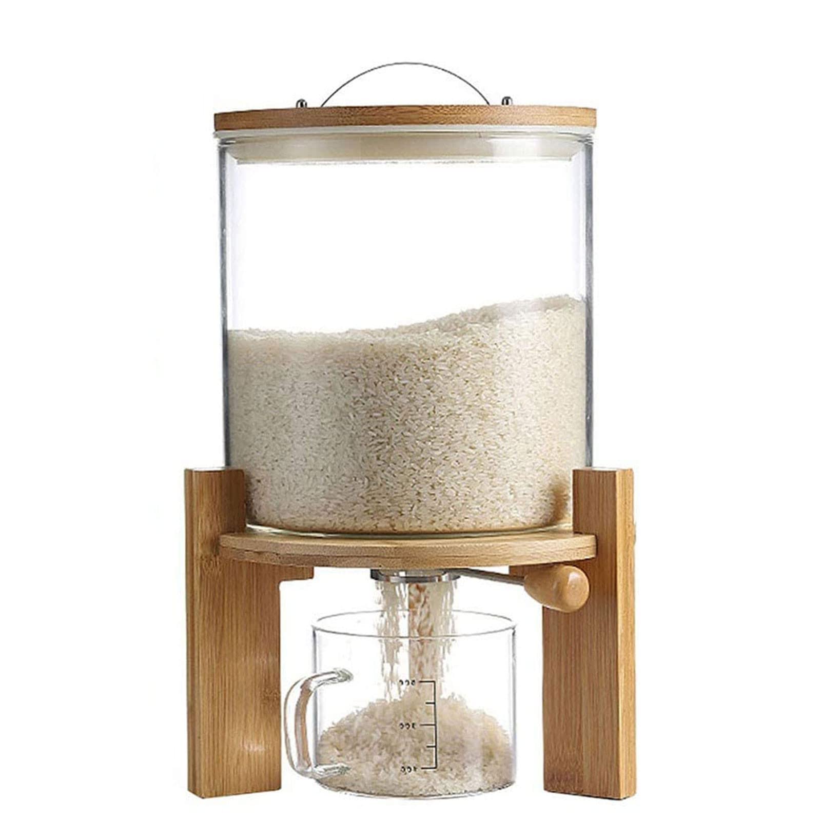 5L/8L Airtight Rice & Cereal Dispenser with Measuring Cup - Borosilicate Glass Countertop Storage Container for Kitchen, Dustproof & Moisture-Proof - Perfect for Pantry Organization & Bulk Food Storage