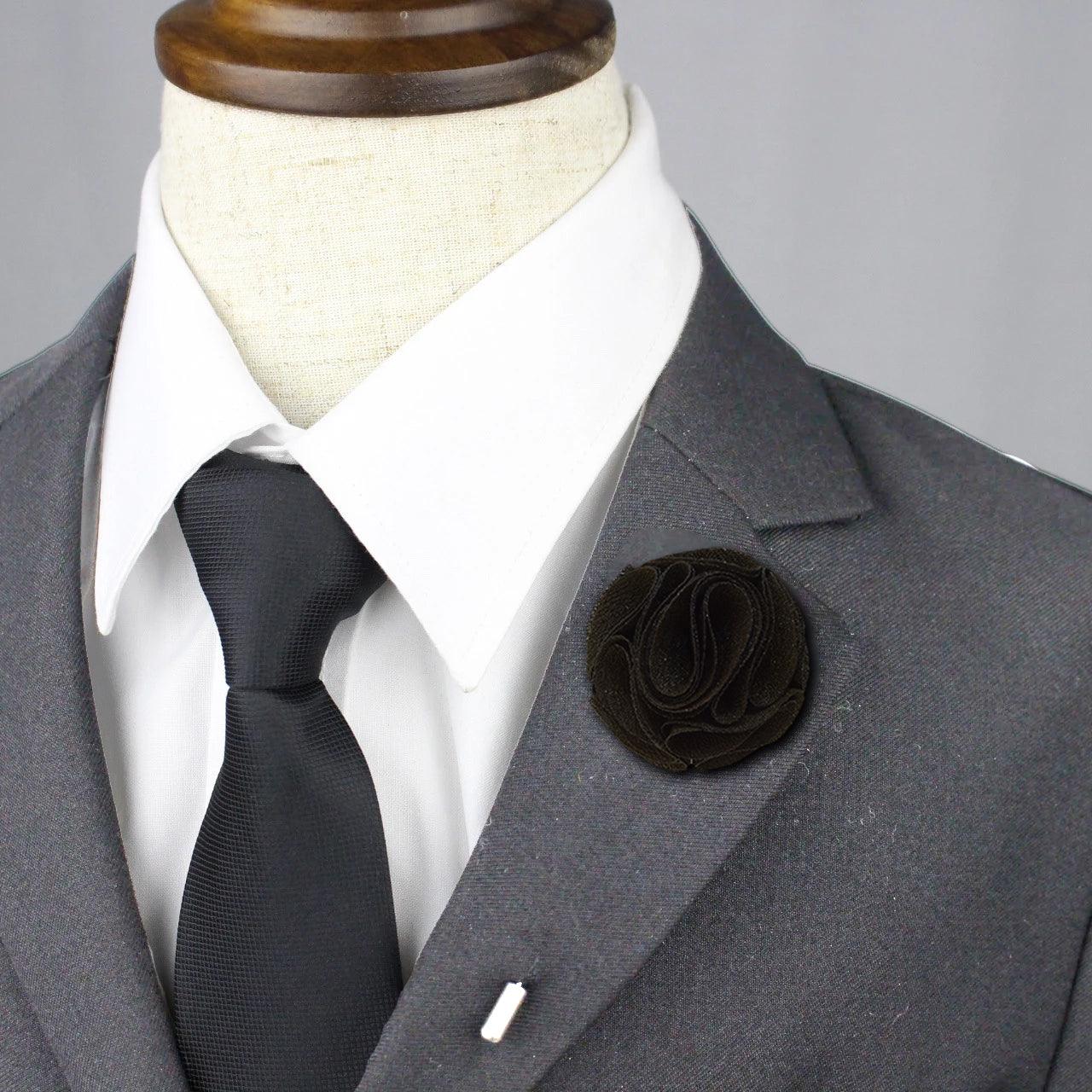 Elegant Black Blossom Lapel Pin for Women & Men - Floral Brooch for Suits, Blazers, Dresses & Special Occasions