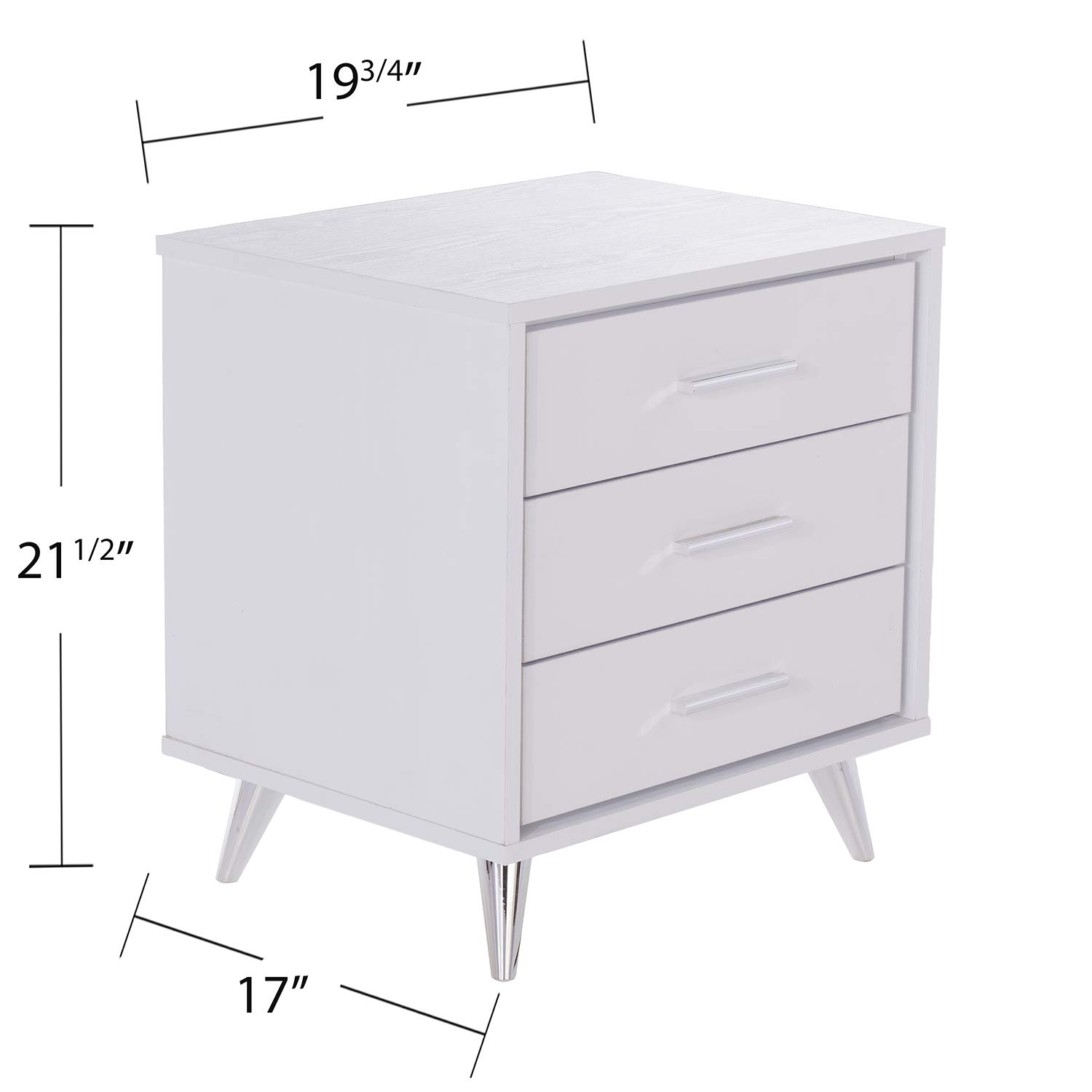 SEI Furniture Oren White Nightstand with Drawers - Modern Bedside Table for Bedroom, Living Room & Office - Compact Storage Solution (AMZ2486FH)