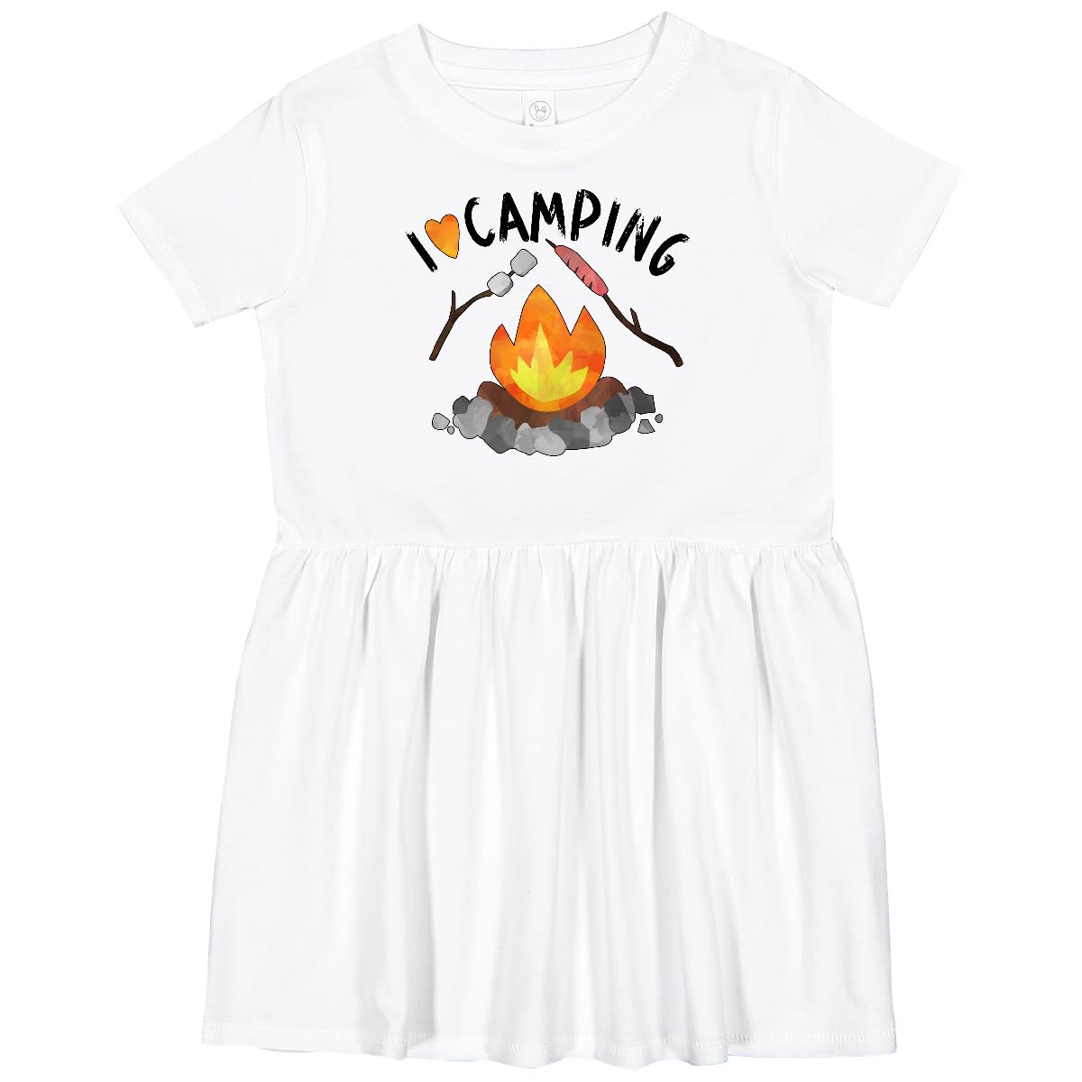 Inktastic I Love Camping Toddler Dress - Cute Campfire, Hot Dog & Marshmallows Print for Girls - Perfect for Outdoor Adventures, Camping Trips & Family Gatherings