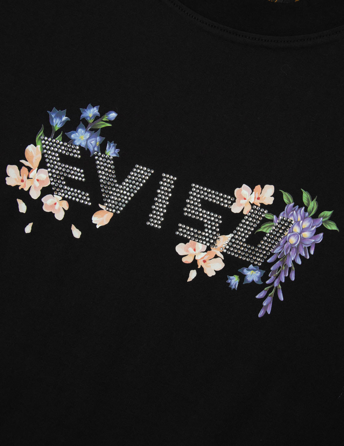Floral Print Rhinestone Logo Oversized T-Shirt for Women - Trendy Casual Blouse for Summer Outfits & Streetwear Fashion