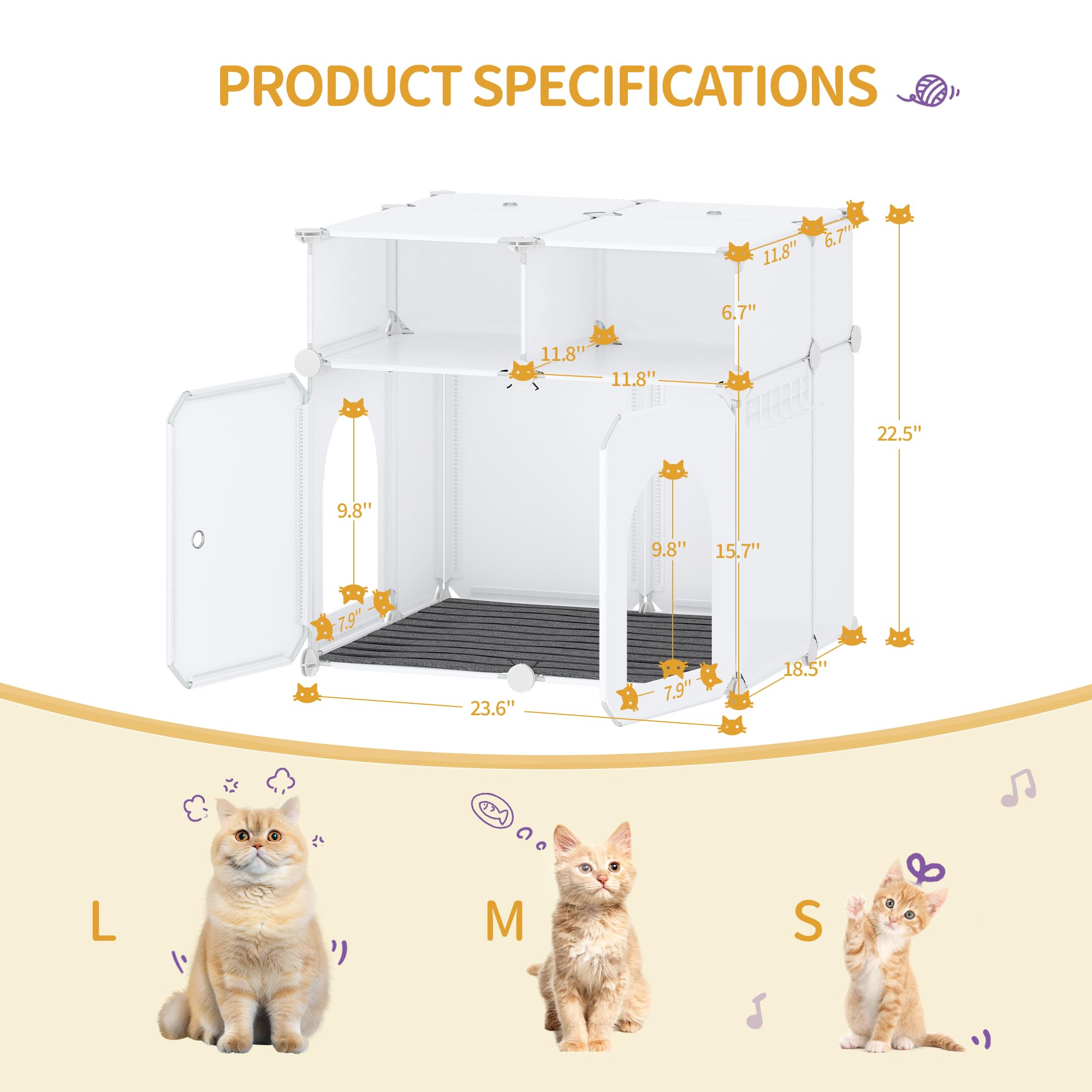Premium Cat Litter Box Enclosure with Mat - Splash Proof Covered Litter Box Furniture with Storage (23.7