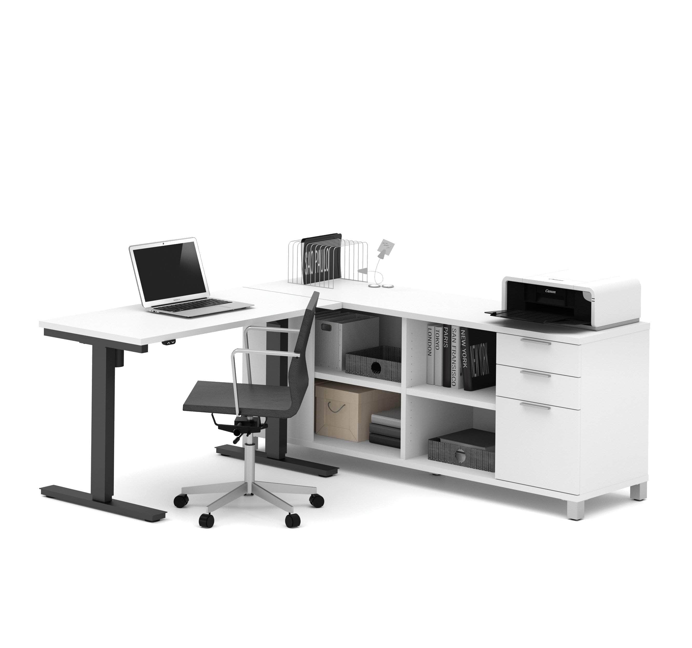 Pro Linea 2-Piece Office Furniture Set - Standing Desk & Credenza, 2 Color Options for Modern Home Office & Workspace Setup