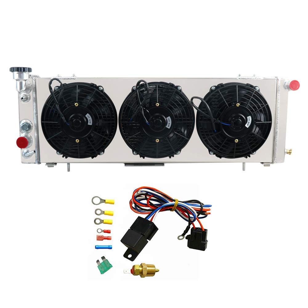 AlloyWorks Performance Full Aluminum Radiator with Shroud Fans & Relay Kit for 1991-2001 Jeep Cherokee XJ 4.0L / Comanche L4 L6 - Heavy Duty Cooling Upgrade for Off-Road, Towing & Extreme Conditions