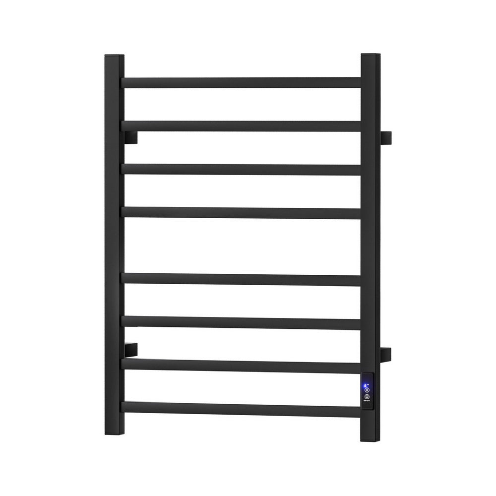 Devanti 8-Bar Electric Heated Towel Rail with Digital Timer - Bathroom Towel Warmer & Heater for Spa, Luxury Hotels, and Home Use