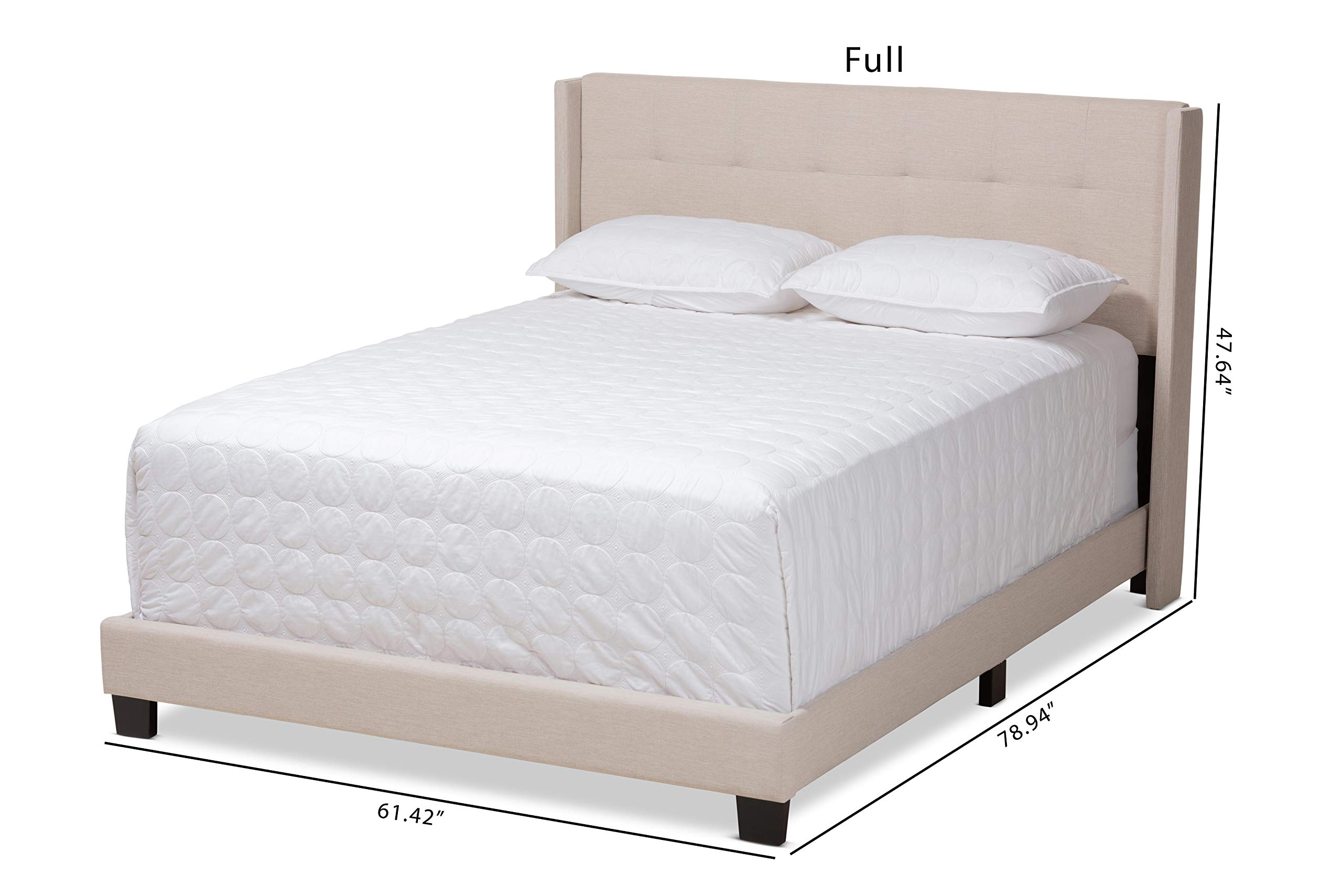 Baxton Studio King Size Beige Bed Frame - Requires Box Spring | Modern Bedroom Furniture for Home & Guest Room Decor
