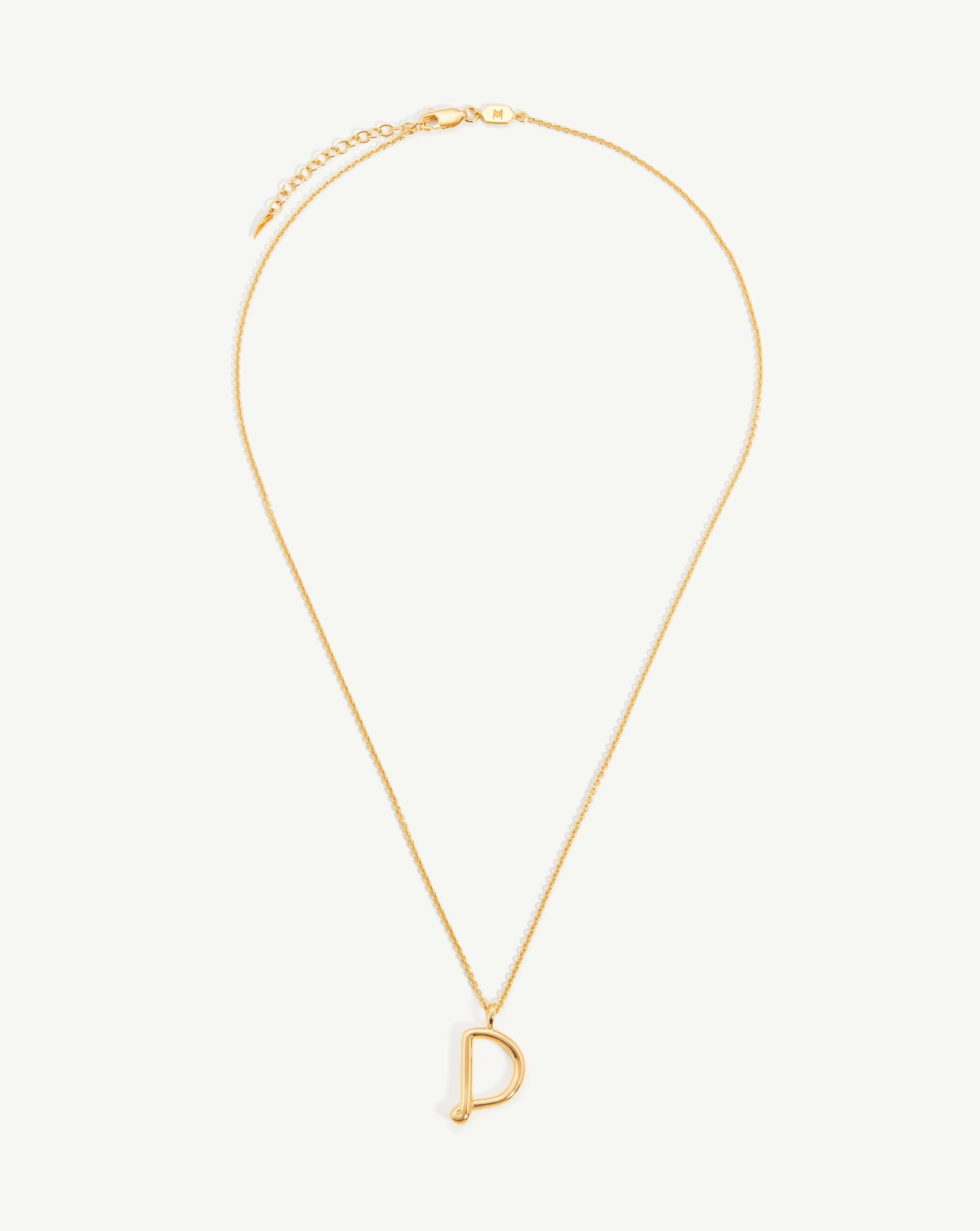 Curly Molten Initial Pendant Necklace - Personalized Initial D Letter - 18k Gold Vermeil Jewelry for Women - Perfect Gift for Birthday, Anniversary & Valentine's Day