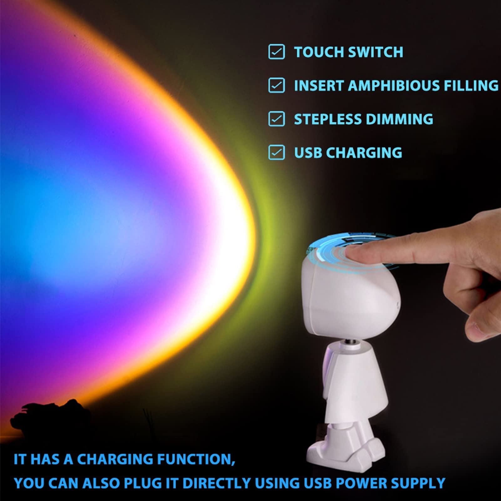 **Astronaut Sunset Light - Starry Sky Projection Night Light for Bedroom, Desk & Kids Room | Red LED Robot Lamp, Birthday Gift & Farmhouse Decor**