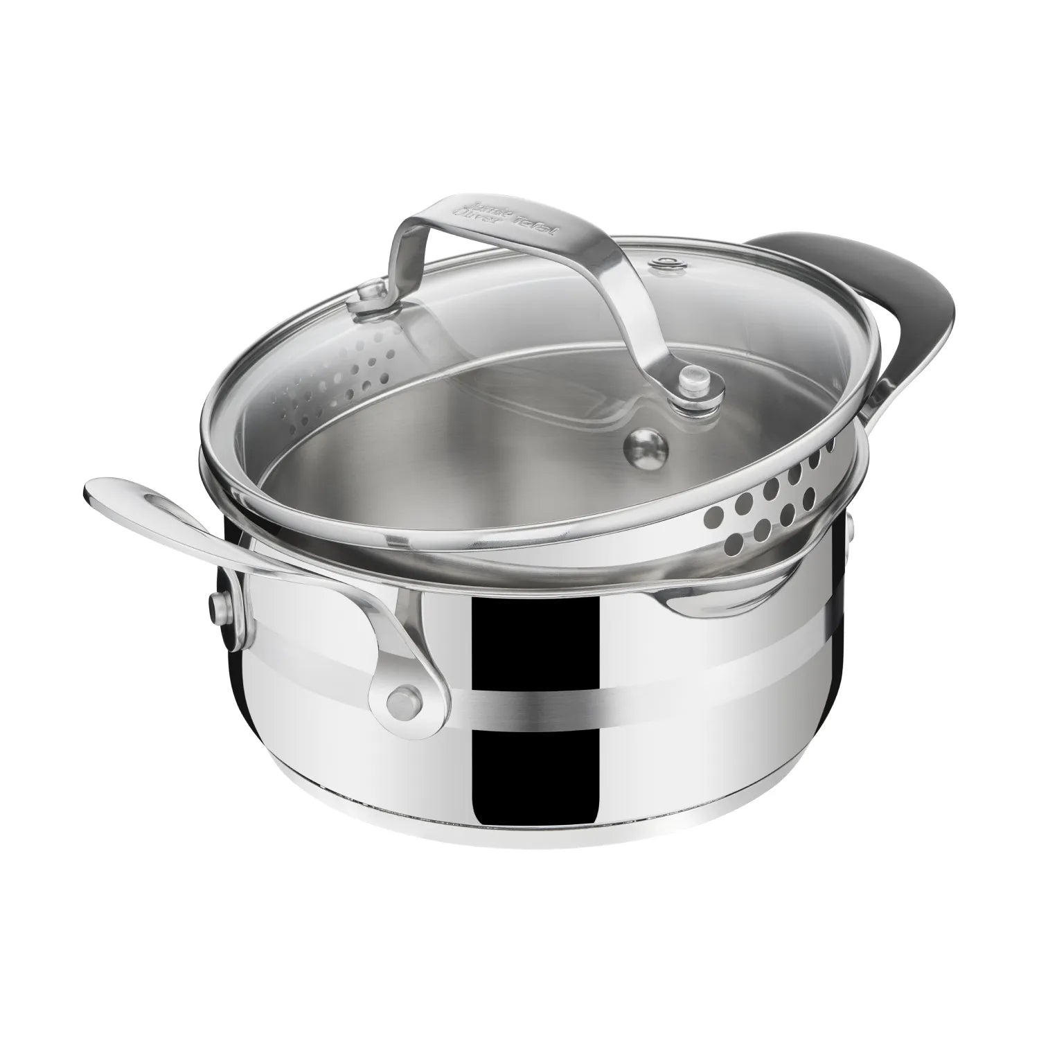 Jamie Oliver by Tefal 3-Piece Stainless Steel Induction Cookware Set with Lids - Perfect for Home Cooking, Professional Kitchens & Induction Stovetops