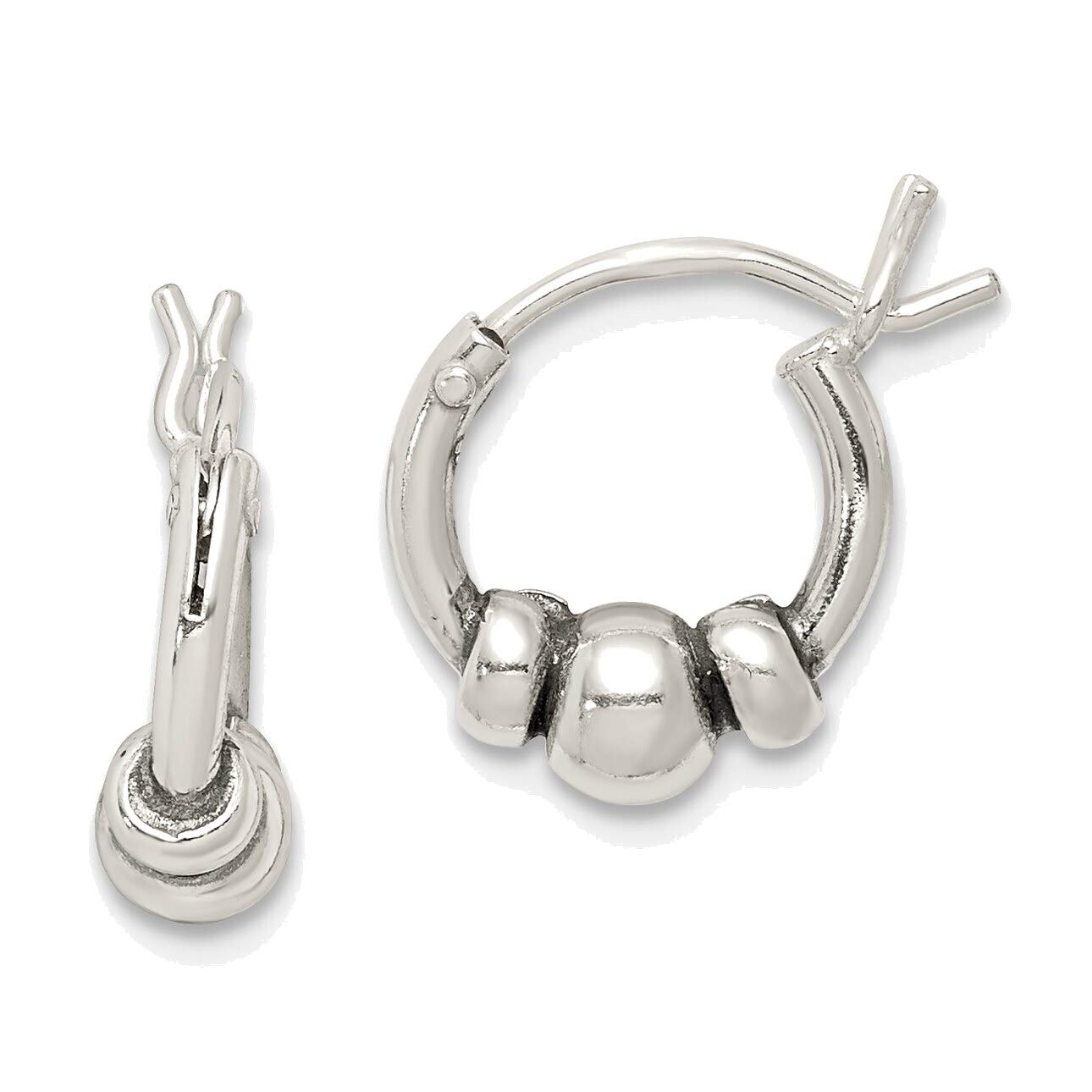 Antiqued Solid Sterling Silver Beaded Hoop Earrings for Women | Vintage Style Jewelry | Perfect for Parties, Weddings & Everyday Wear