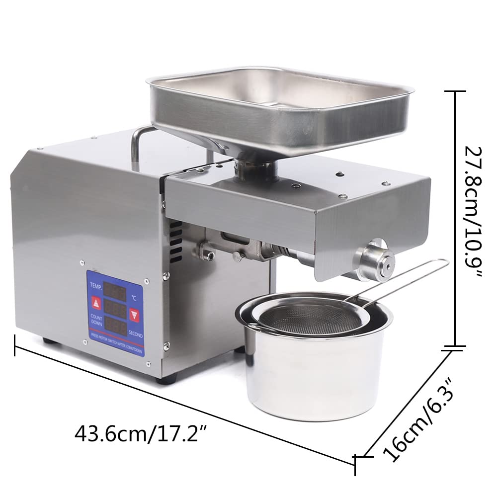 Commercial Automatic Oil Press Machine 110V 600W - Stainless Steel with Temperature Control for Peanut, Sesame & Nut Oils - Perfect for Home Kitchens, Restaurants & Small Business Oil Production