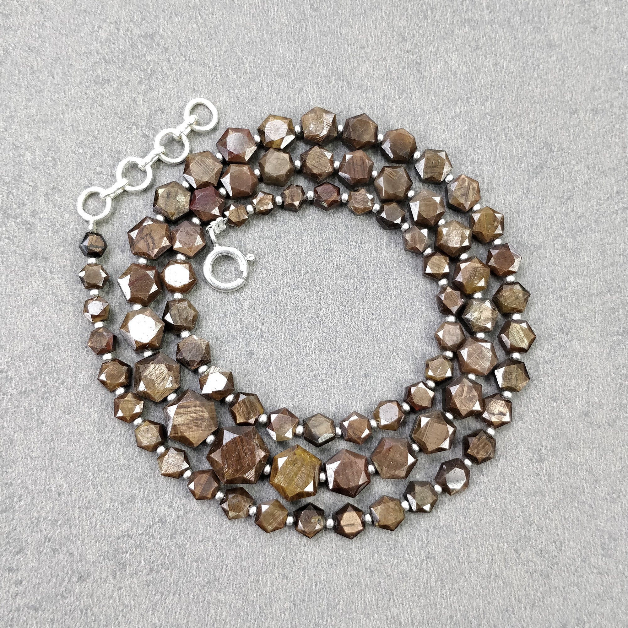 Golden Brown Chocolate Sapphire Gemstone Necklace - 23.30gms Natural Hexagon Faceted Sapphire Pendant (4.5mm-9mm) | Elegant Jewelry for Weddings, Parties & Special Occasions