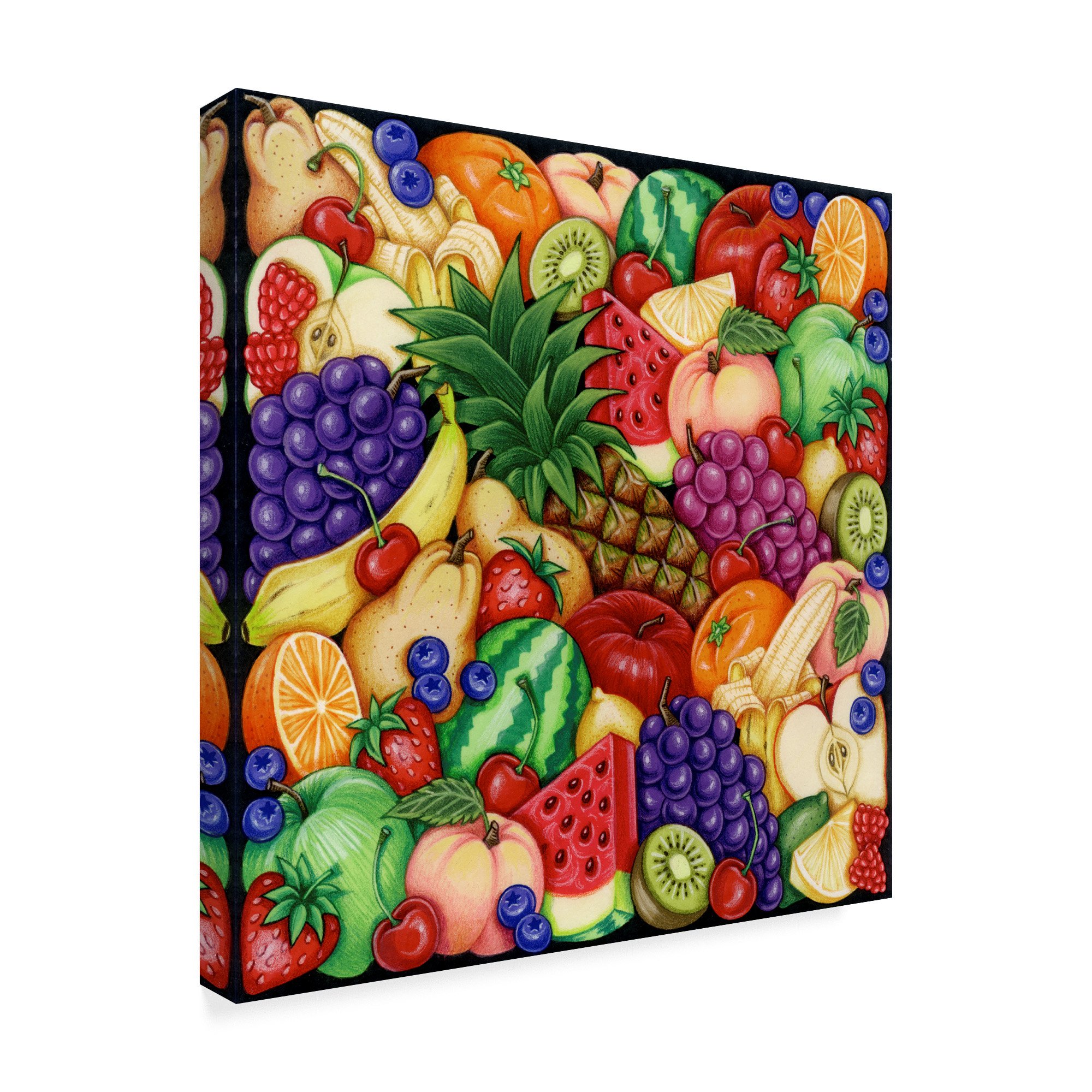 Kimura Designs Fruit Collage Wall Art - 18x18 Inch Canvas Print for Kitchen, Dining Room & Home Decor | Vibrant Still Life Painting