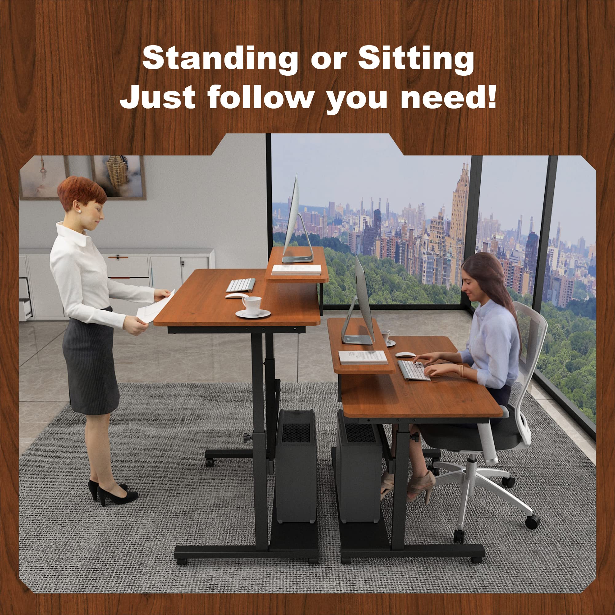 Height Adjustable Standing Desk with Wheels - 41