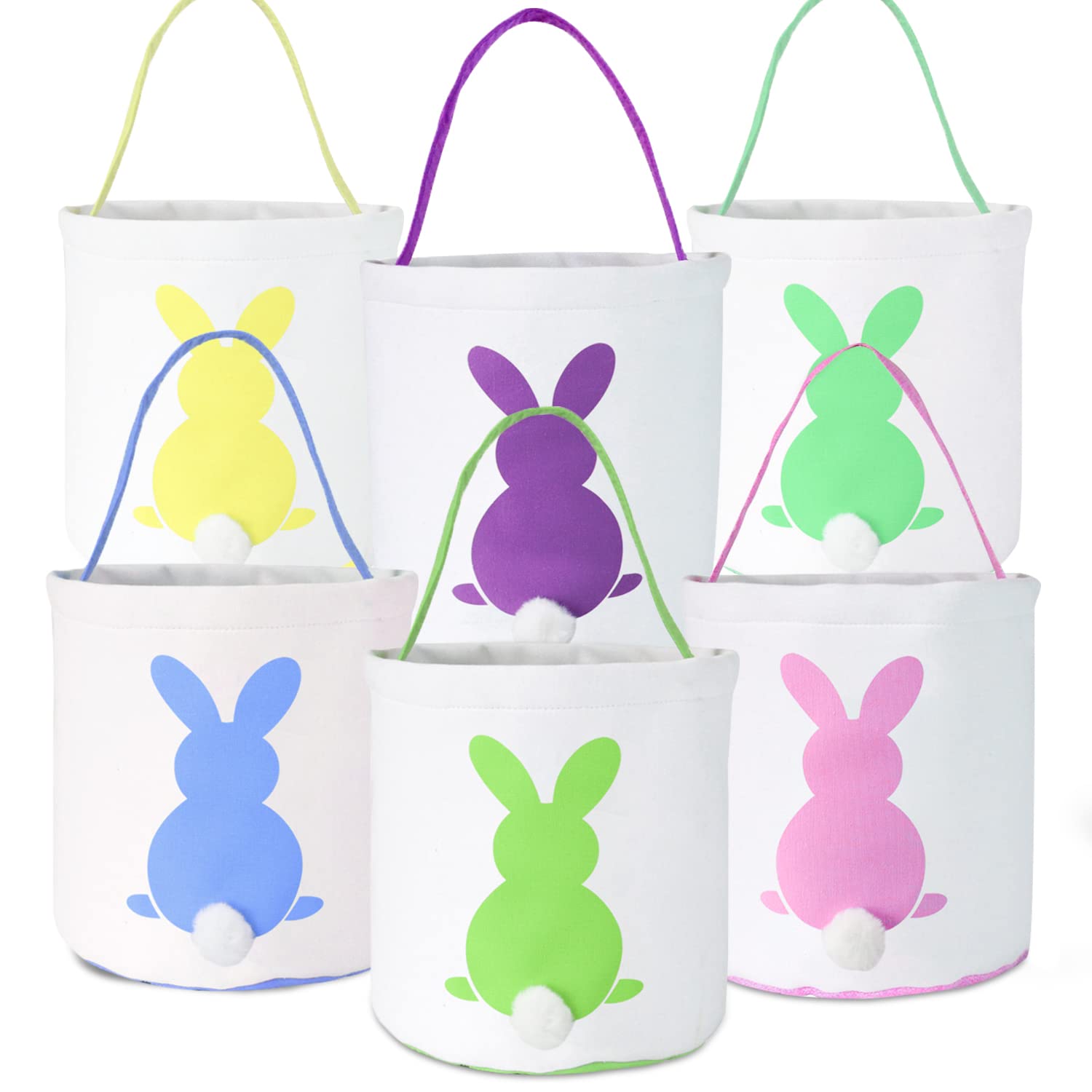 6 Pack Easter Baskets for Kids - Bulk Bunny Baskets with Handles for Candy & Gifts - Perfect for Easter Egg Hunts, Party Favors & Holiday Celebrations
