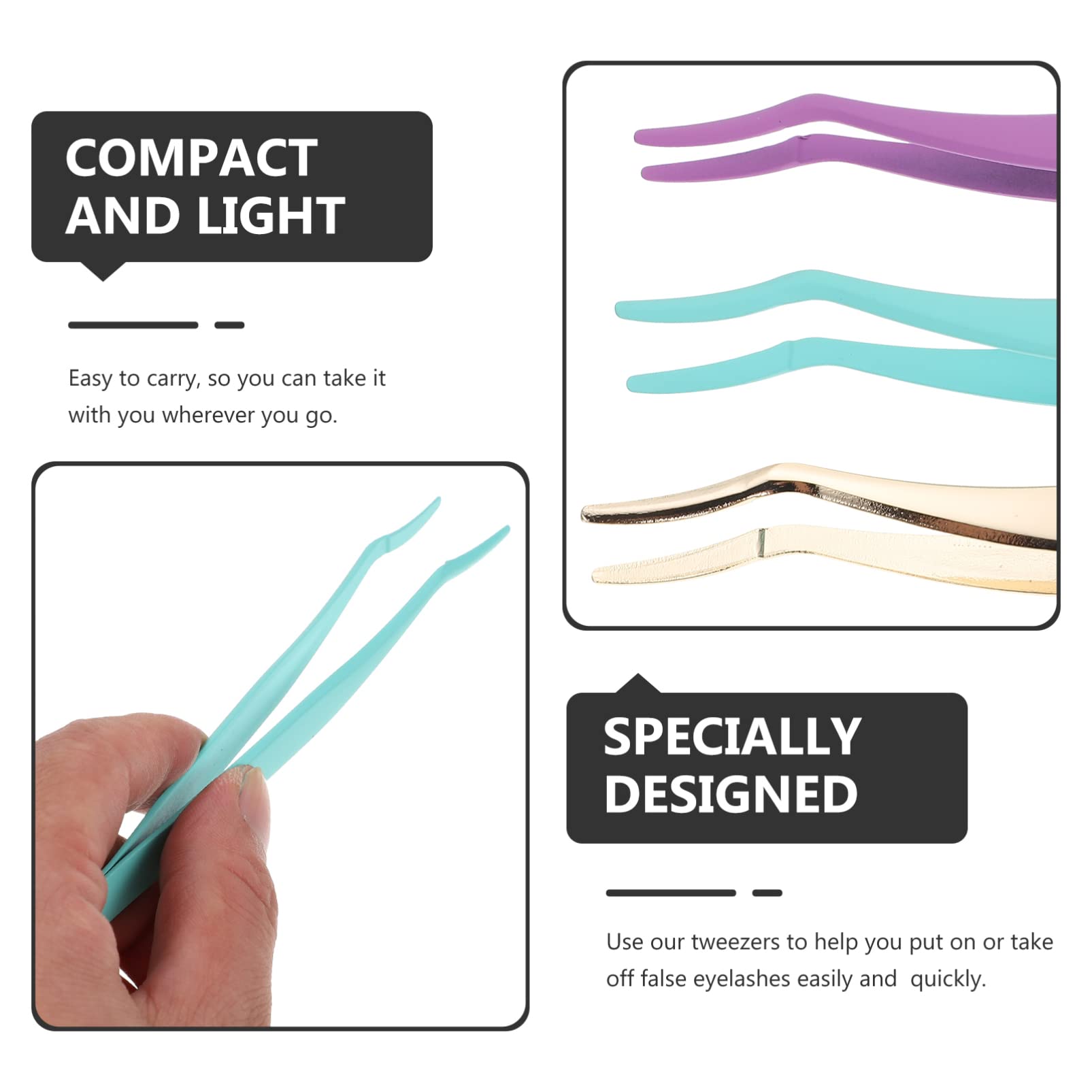 FOMIYES Professional Eyelash Curler Set - 3pcs Flutter Lash Curler, Eyelash Applicator & Eyebrow Tweezers Kit for Perfect Lashes | Home Beauty, Salon & Travel Use