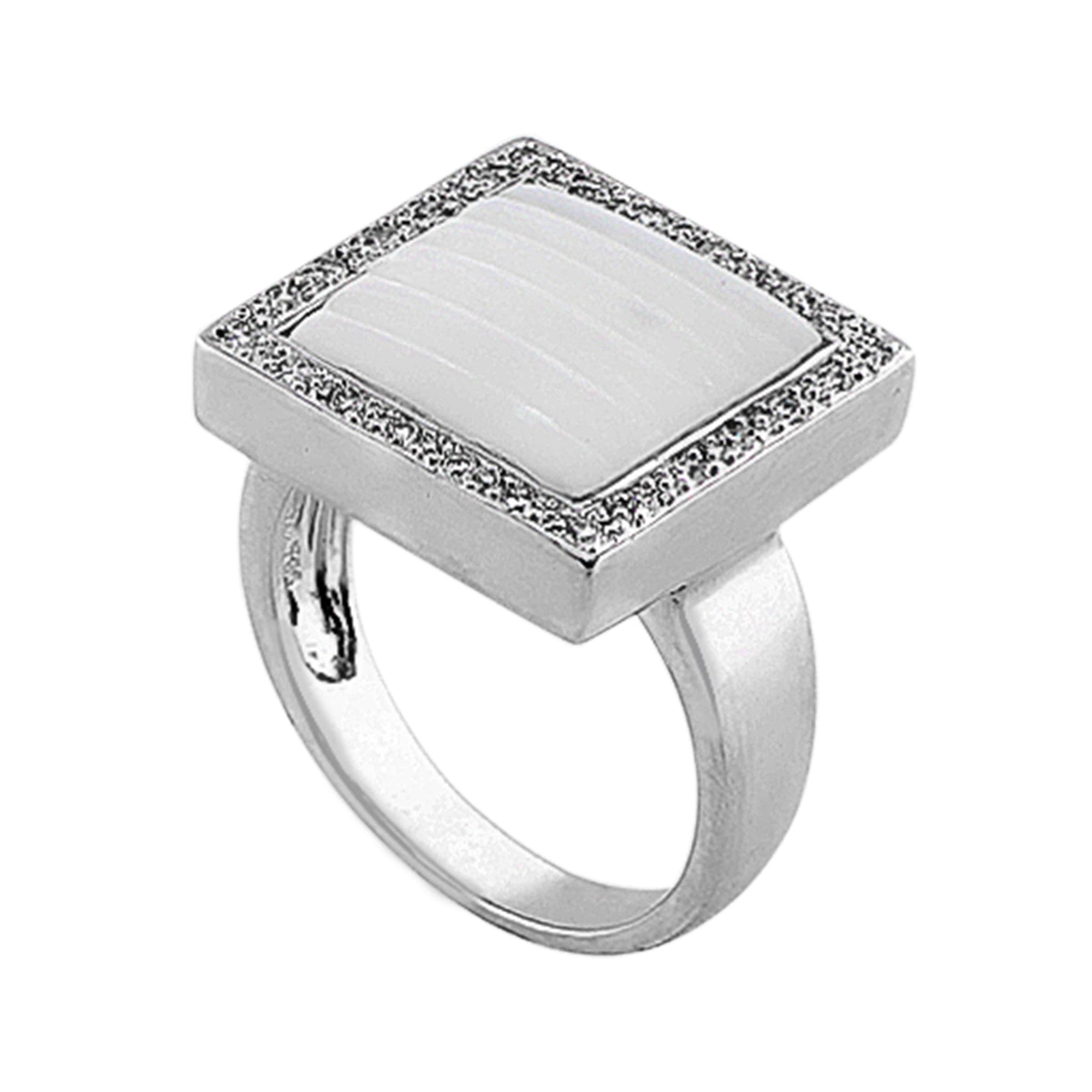 18K White Gold Mother of Pearl Diamond Ring for Women - Elegant Wedding, Engagement, Anniversary Gift - Perfect for Special Occasions & Everyday Luxury