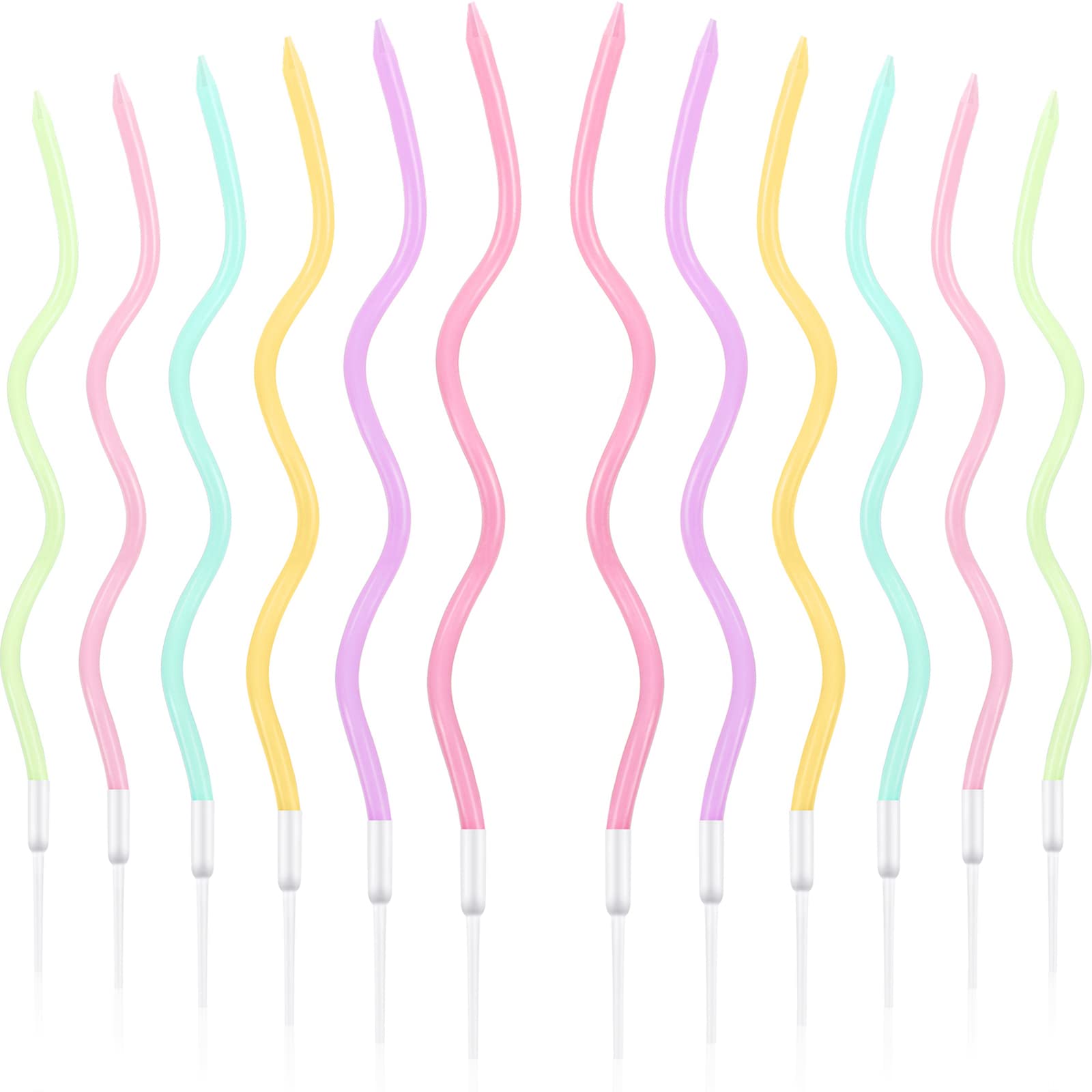 Colorful Twisty Spiral Cake Candles - 48pcs for Birthday Wedding Party Decor