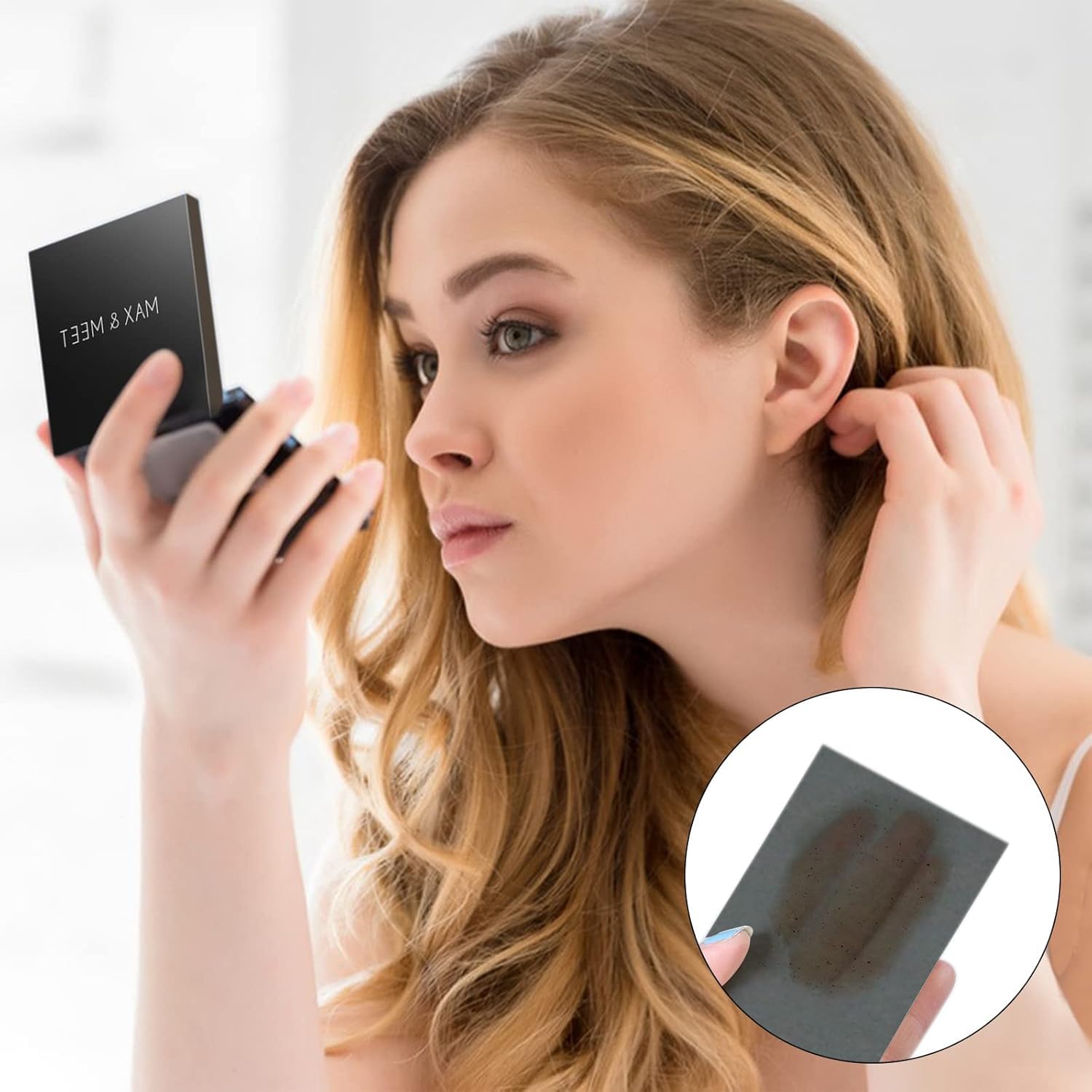 Premium Oil Absorbing Sheets for Oily Skin - 100 Count Charcoal Blotting Papers with Mirror Case & Makeup Puff | Facial Oil Control for Shine-Free Look | Perfect for Travel, Gym & Daily Touch-Ups