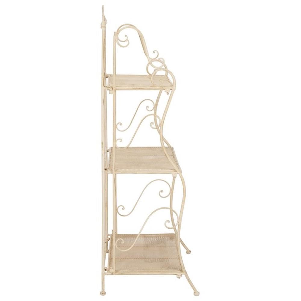SAFAVIEH PAT5022A Outdoor Collection Torus Pearl White 3-Tier Shelf - Modern Garden & Patio Decor for Plants, Books & Decorations