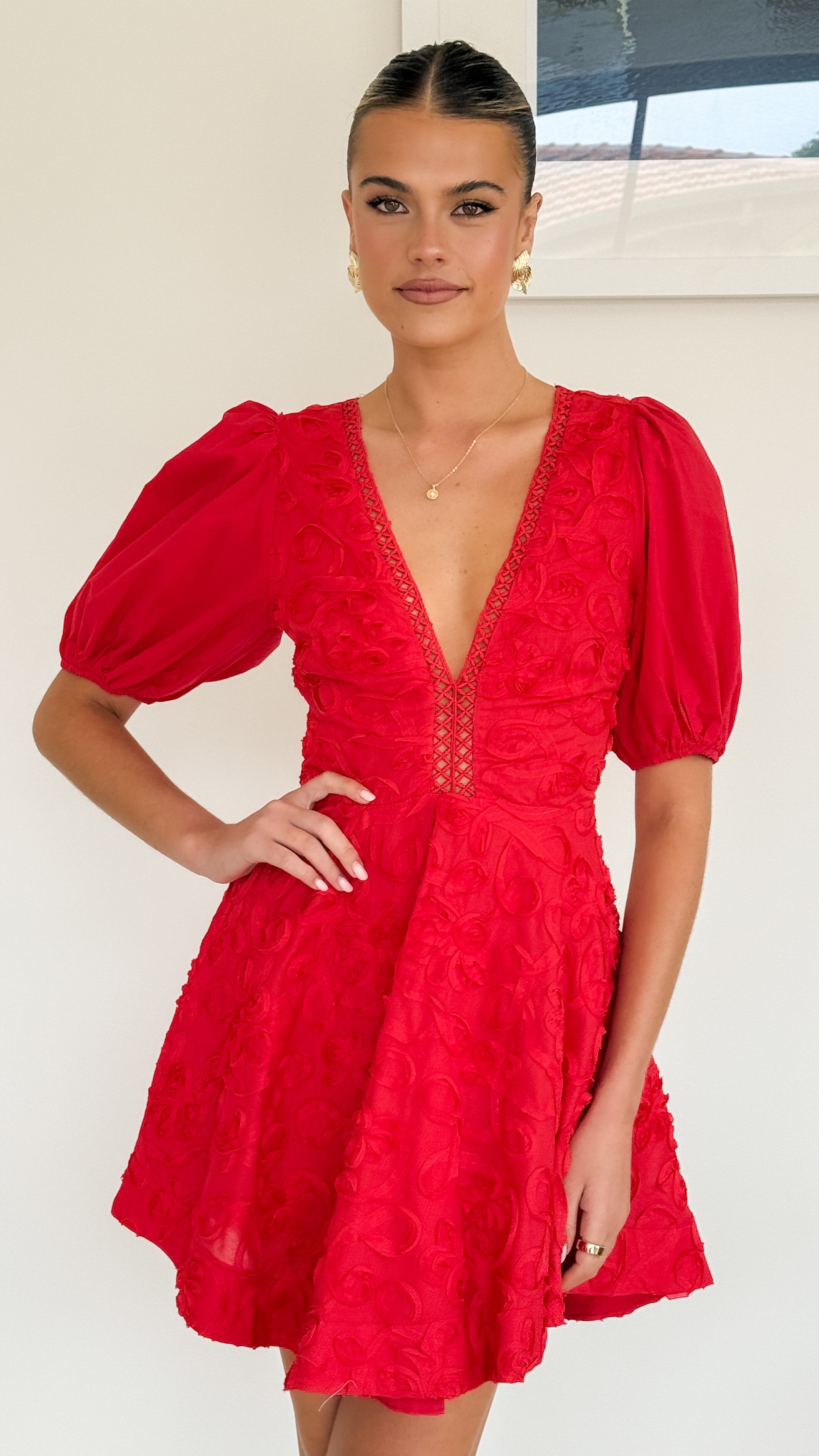 Calanthe Mini Dress in Red - Elegant & Flirty Summer Dress for Parties, Dates & Night Out