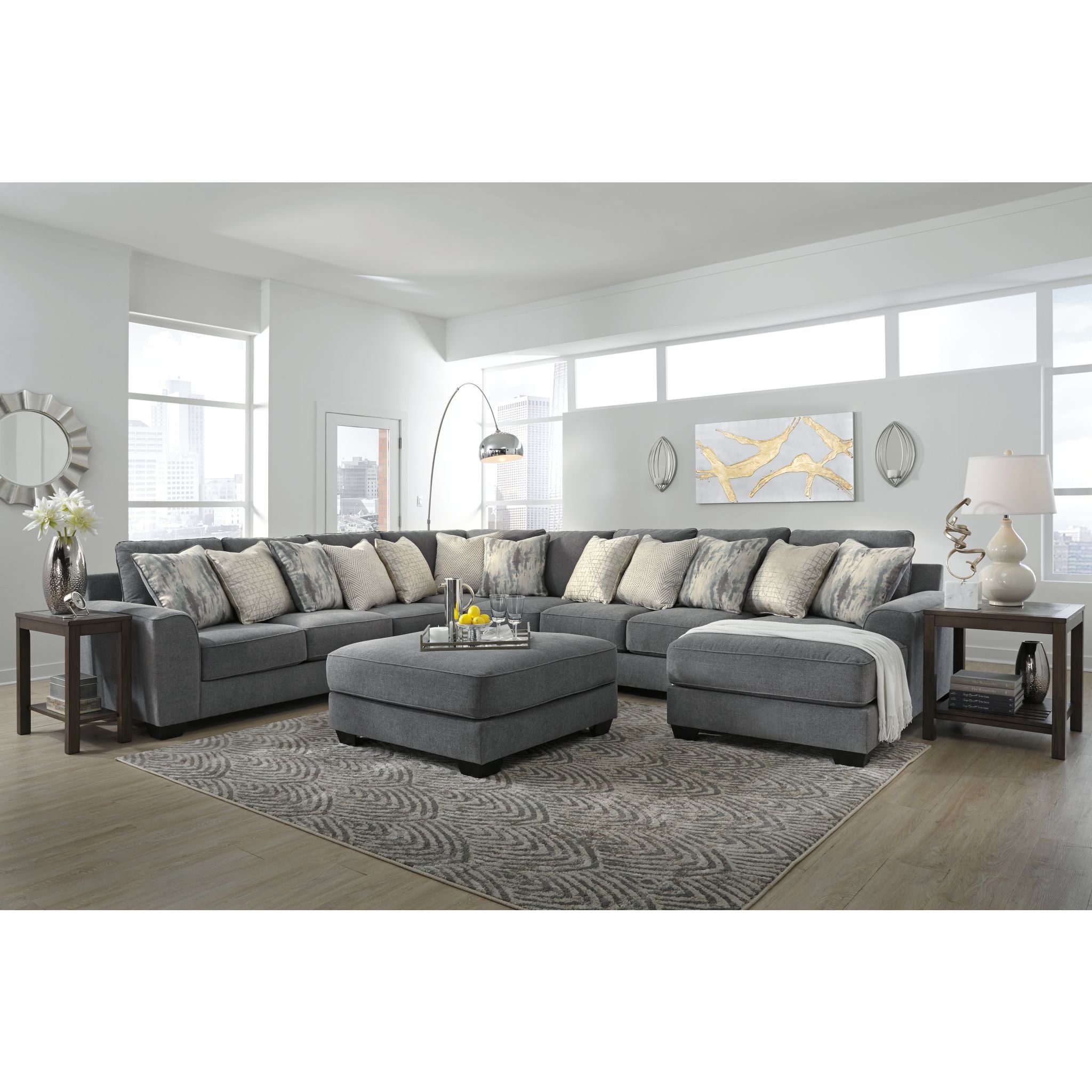 Castano Exclusive 5-Piece Sectional Sofa Set - Modern L-Shaped Living Room Furniture for Home & Office - Perfect for Family Gatherings & Entertainment Spaces