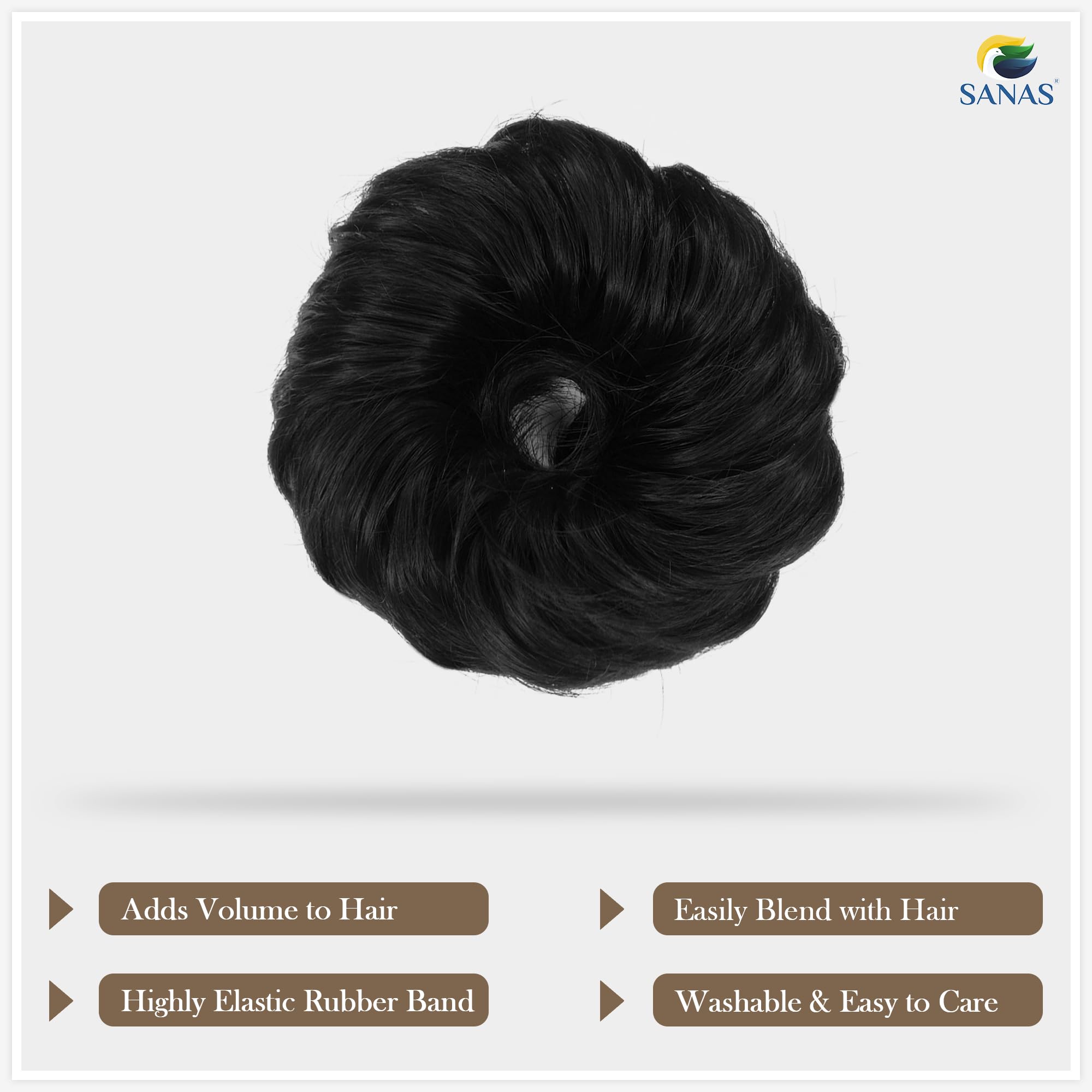 2Pcs Black Hair Bun Extensions for Women - Stylish Wedding Hair Accessories, Messy Bun Maker, Scrunchies & Juda Hair Bun for Bridal, Party & Everyday Use