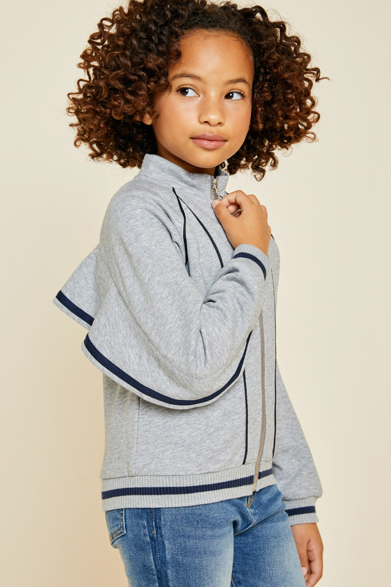 Stylish Ruffle Mock Neck Zip Up Jacket for Women | Trendy Winter Outerwear | Perfect for Casual Outings & Office Wear