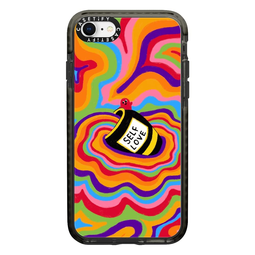 Casetify Impact Case for iPhone SE (2020/2022) and iPhone 7/8 - Shockproof Clear Black Phone Cover with Self Love Design - Perfect for Everyday Protection & Stylish Accessory