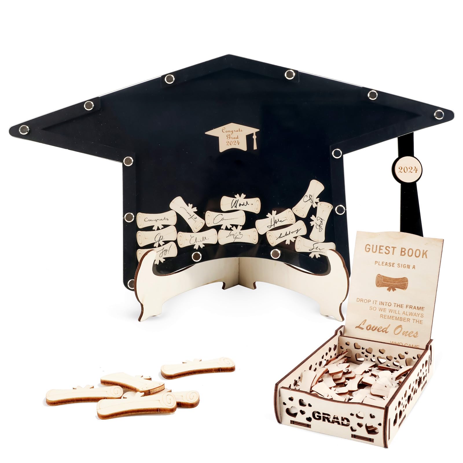 Fonder Mols 2024 Graduation Guest Book Alternative - Black Graduation Decor Sign in Board for Class of 2024 - Unique Graduation Signature Board for High School & College Grads - Perfect for Graduation Party Decorations & Reception Keepsakes