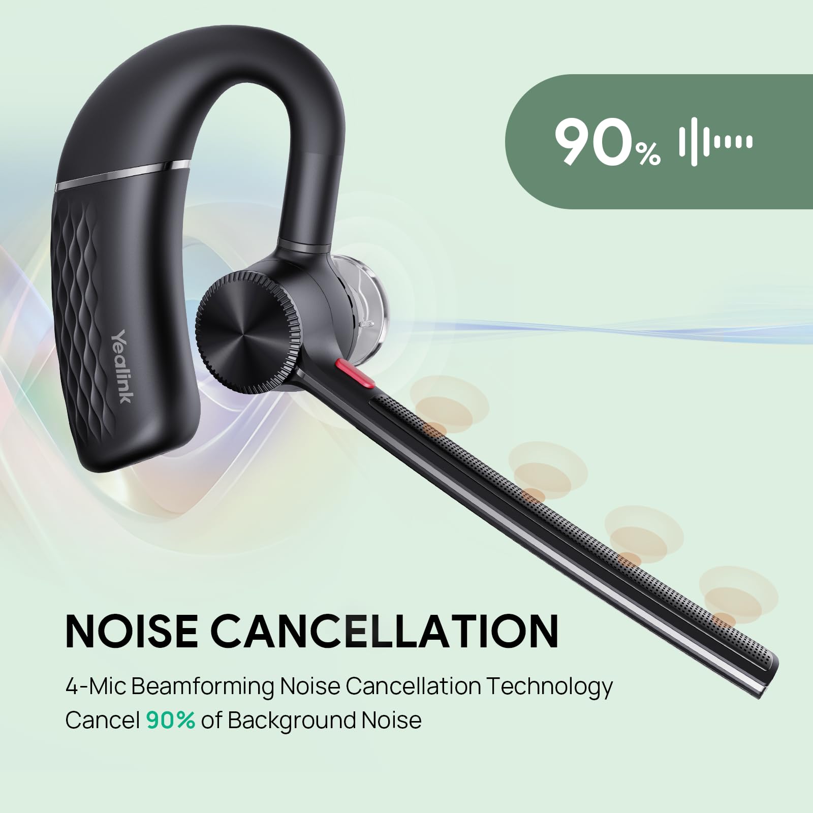 Yealink BH71 Lite Wireless Bluetooth Headset with Noise Cancelling Microphone - 10H Talk Time, Adjustable Ear Hook - Perfect for Cell Phone Calls, Driving, Office Work & Remote Meetings