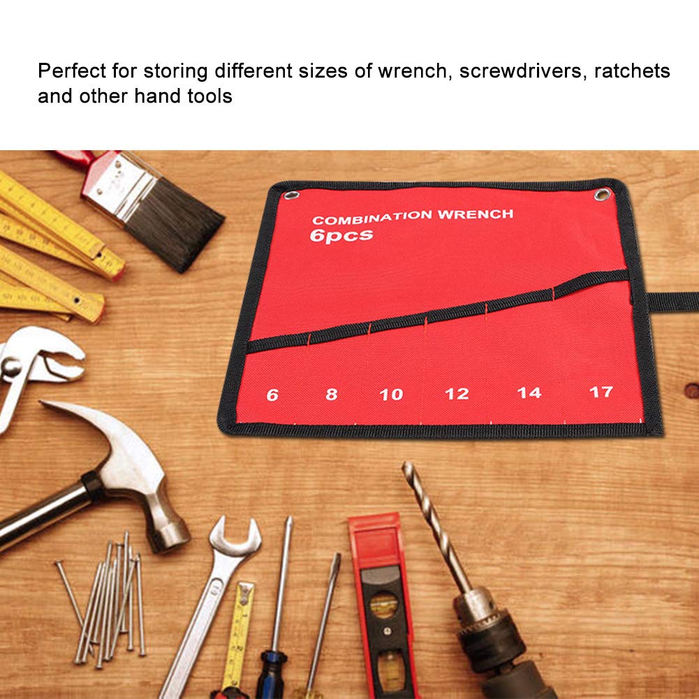 Heavy-Duty Wrench Roll Organizer with 6 Pockets - Multi-Pocket Tool Pouch for Wrenches, Spanners & Pliers - Durable Roll-Up Storage Bag for Mechanics & DIY Enthusiasts - Perfect for Toolboxes, Workshops & Garage Organization