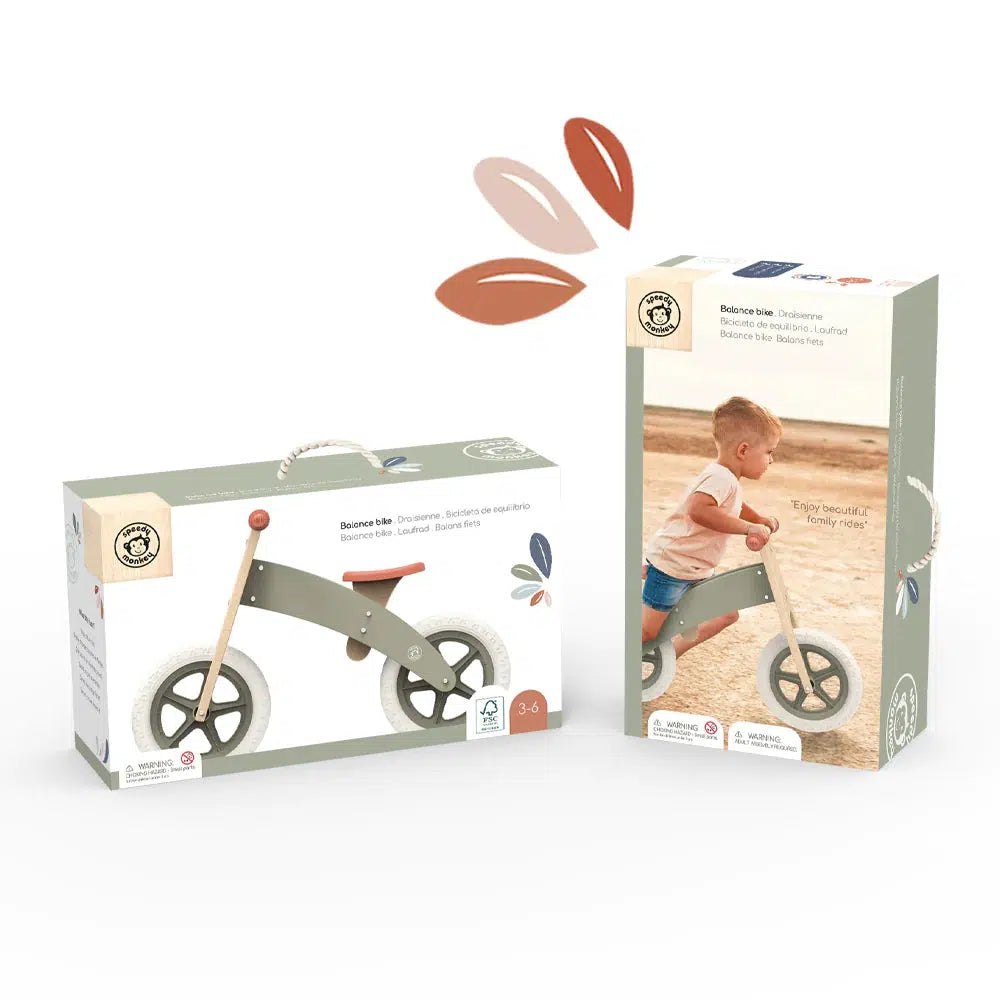 Speedy Monkey Wooden Balance Bike for Toddlers - Eco-Friendly Kids Bike for Learning to Ride - Perfect for Outdoor Play & Early Childhood Development