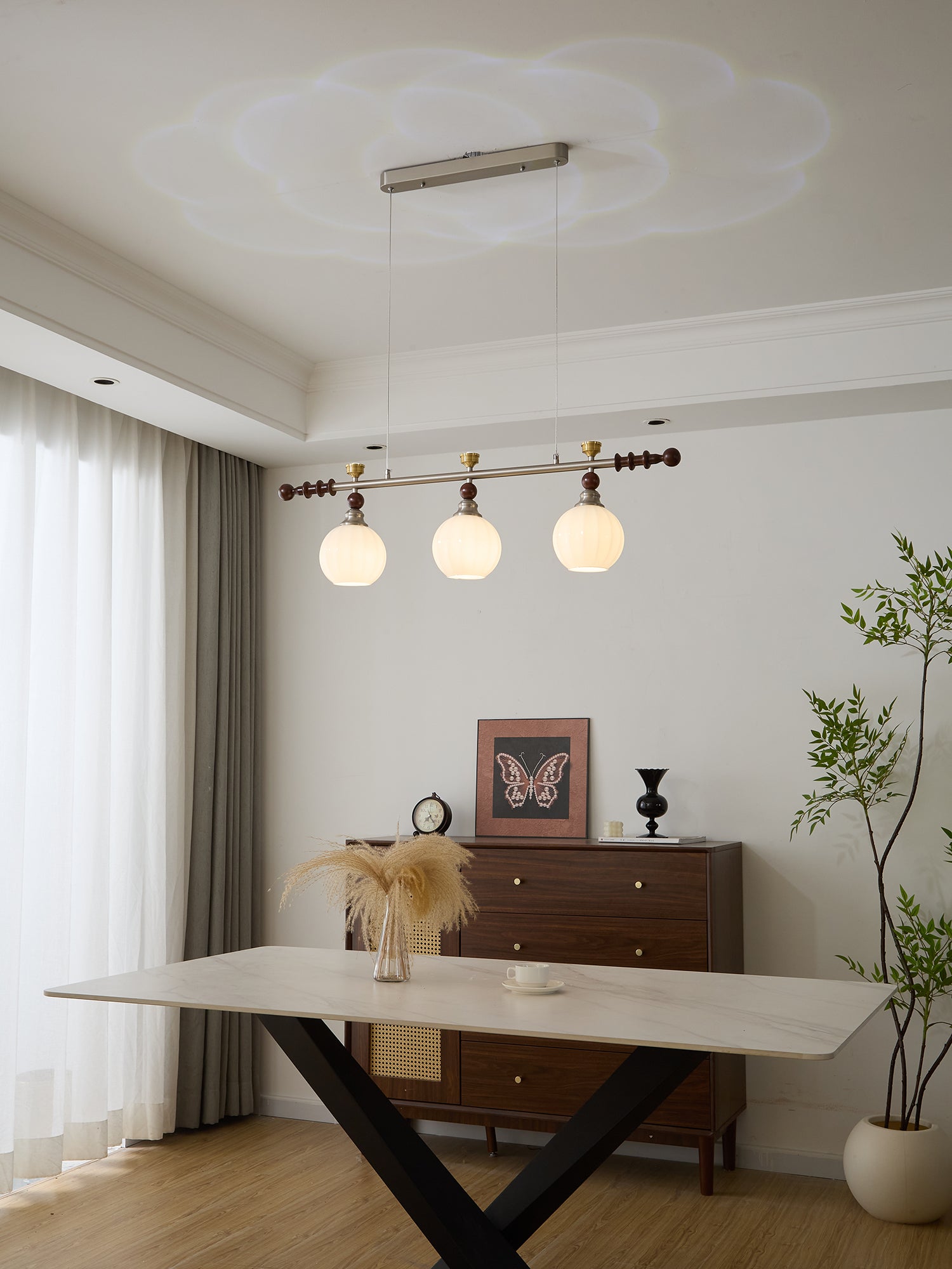 Cassian Linear Pendant Lamp - Modern LED Hanging Light Fixture for Kitchen Island, Dining Room & Living Room | Dimmable Industrial Style Lighting