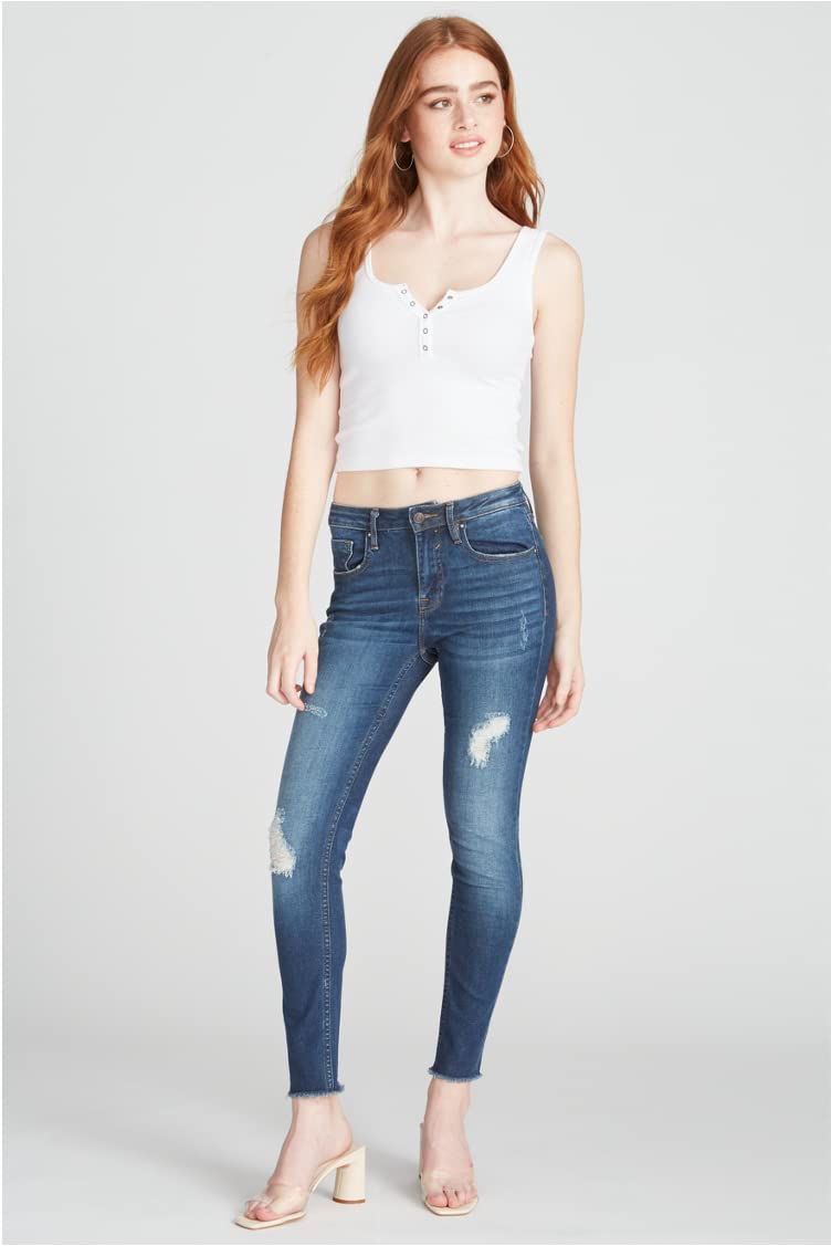 VIGOSS Jagger Skinny Jeans - Distressed Dark Wash Denim Pants for Women | Casual Wear & Everyday Outfits