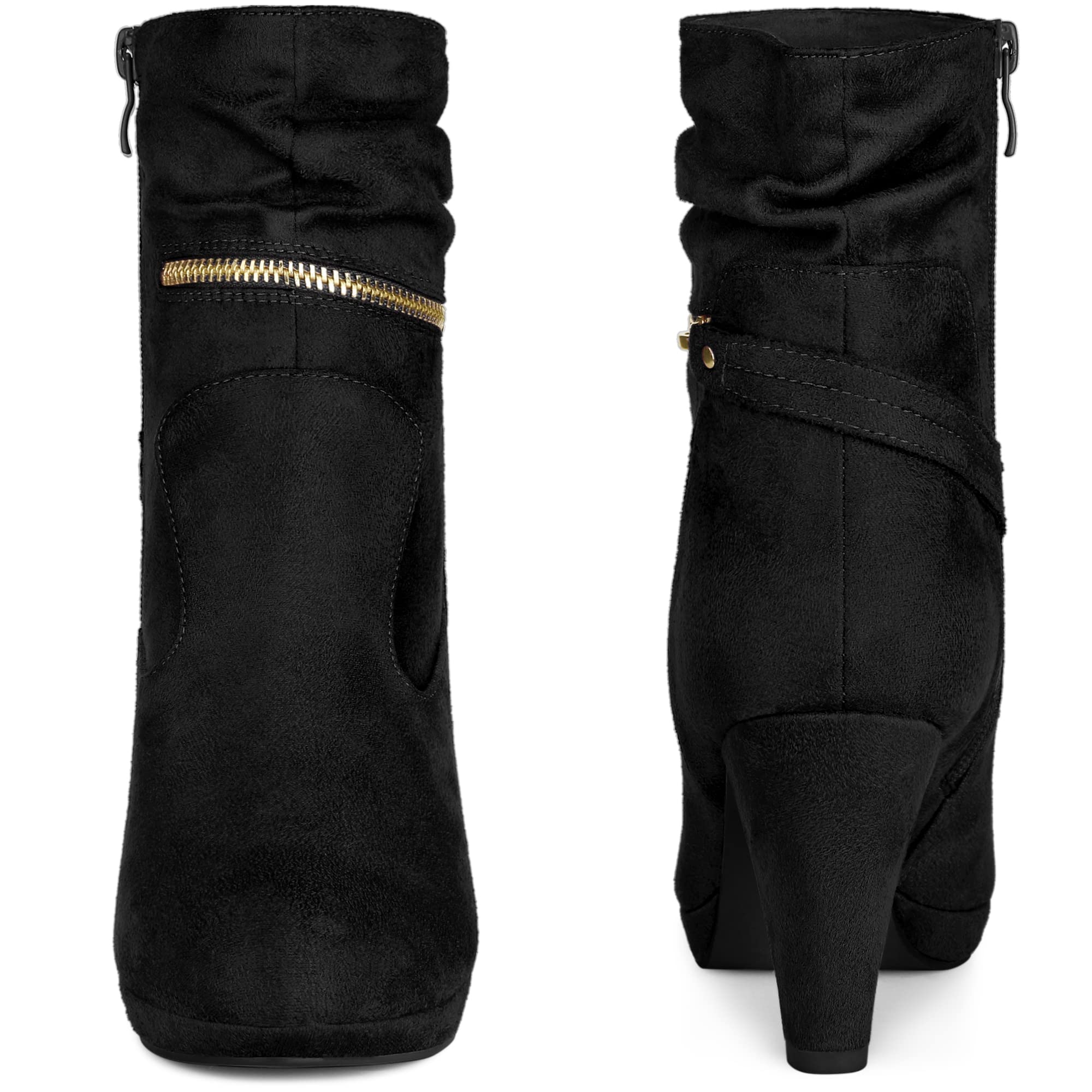 Perphy Women's Round Toe Platform Block Heel Mid Calf Boots - Stylish & Comfortable for Office, Party & Fall Fashion