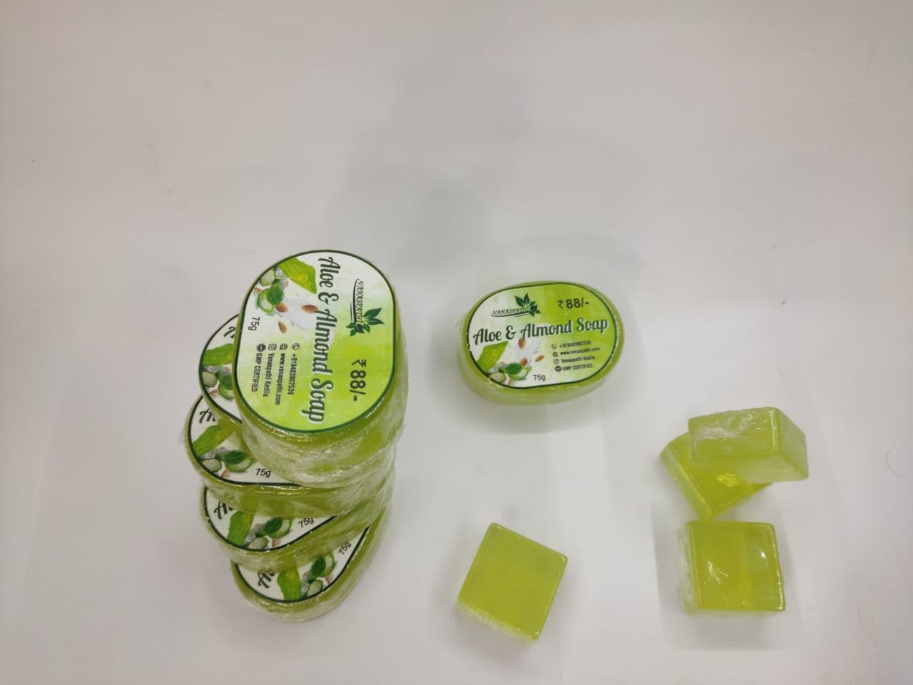 Natural Aloe Vera & Almond Soap Bar - Pack of 4 | Moisturizing & Gentle Skin Care for Face & Body | Perfect for Dry, Sensitive Skin & Daily Use
