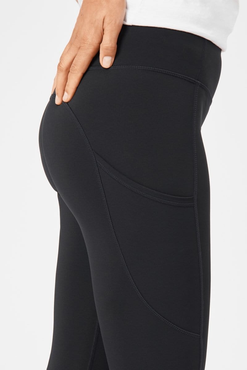 INSPORT Women's High-Waisted Power Pocket Workout Tights - Full Length Black Yoga Pants for Running, Gym & Lounge Wear