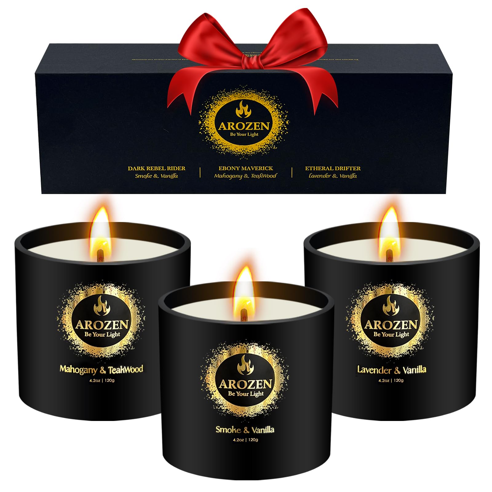 Premium Scented Soy Candles Gift Set for Men - 3 Pack with Lavender, Mahogany Teakwood & Smoke Vanilla Fragrances | Aromatherapy Home Decor, Romantic Gifts for Boyfriend, Husband & Father | Perfect for Relaxation, Meditation & Creating Cozy Atmosphere