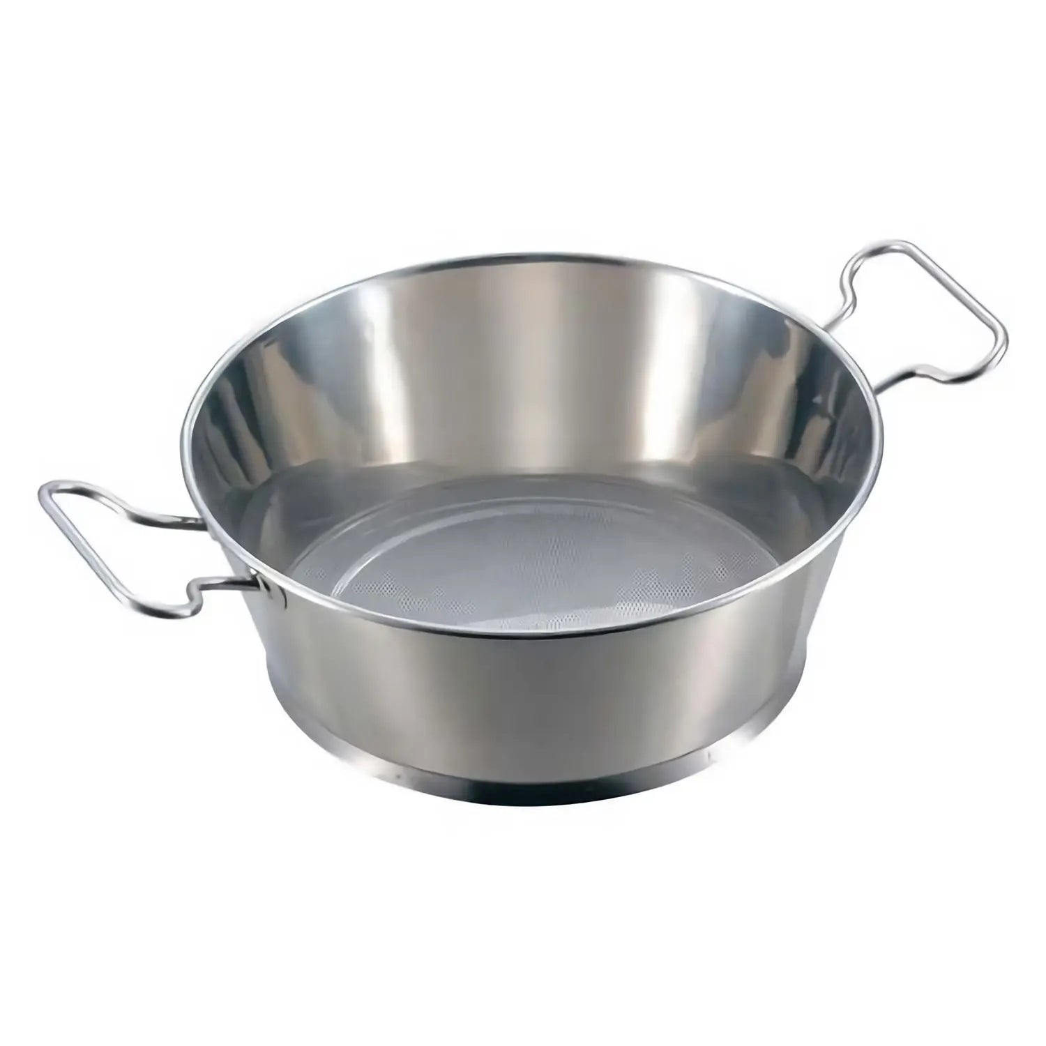 EBM Premium Stainless Steel Oil Strainer with Double Handles - Heavy Duty Kitchen Strainer for Frying, Deep Frying & Cooking Oil Filtration