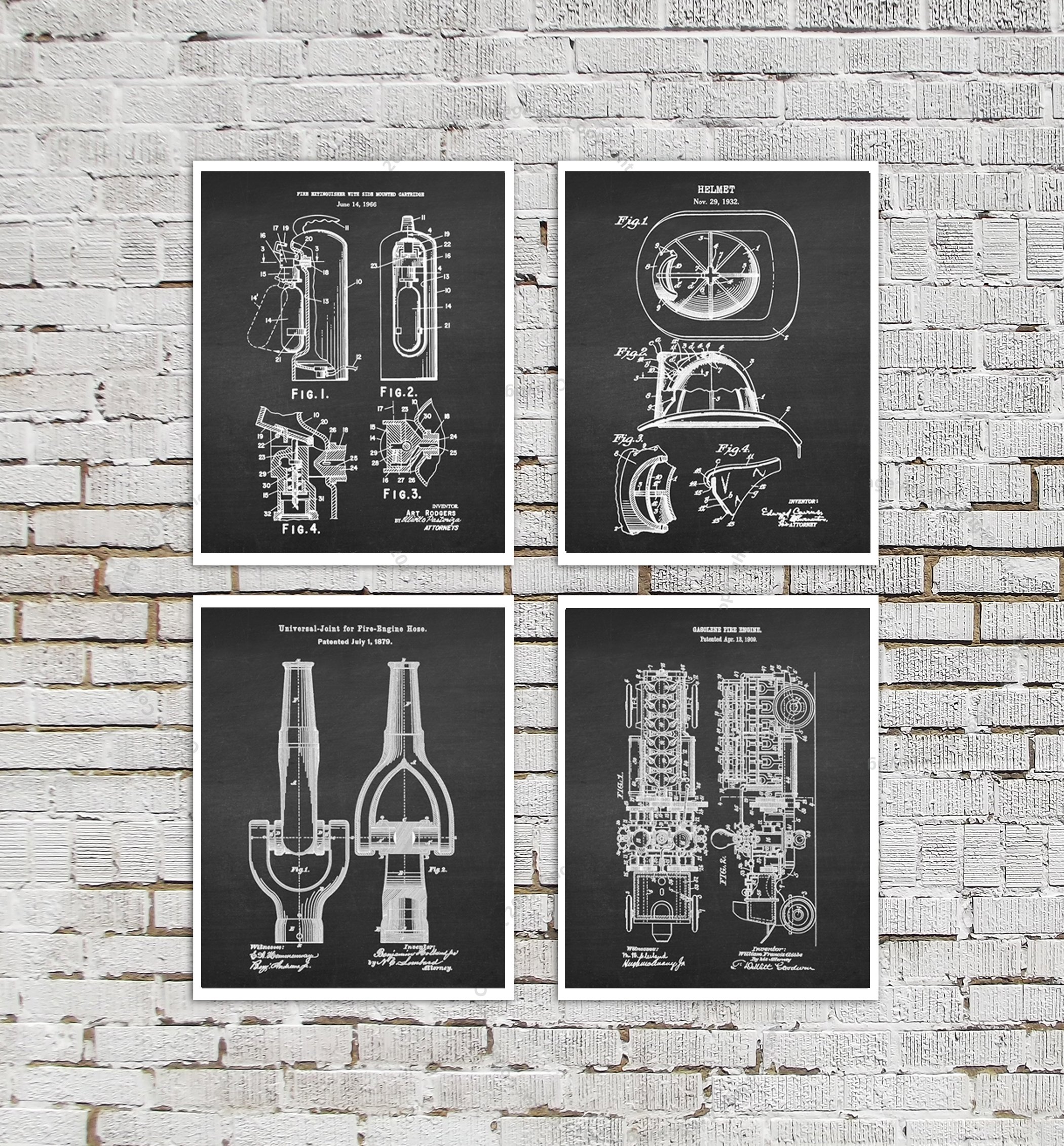Firefighter Posters Set of 4 - Unframed Fire Department Wall Art Decor for Boys Room & Fire Station Theme - Perfect for Home, Office & Classroom Decor