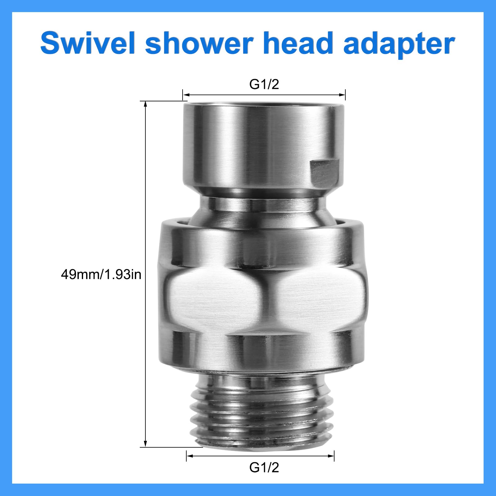 Sturdy Adjustable Swivel Shower Head Adapter - Thickened Ball Joint Shower Arm Extension Connector for Bathroom, Spa & RV Use