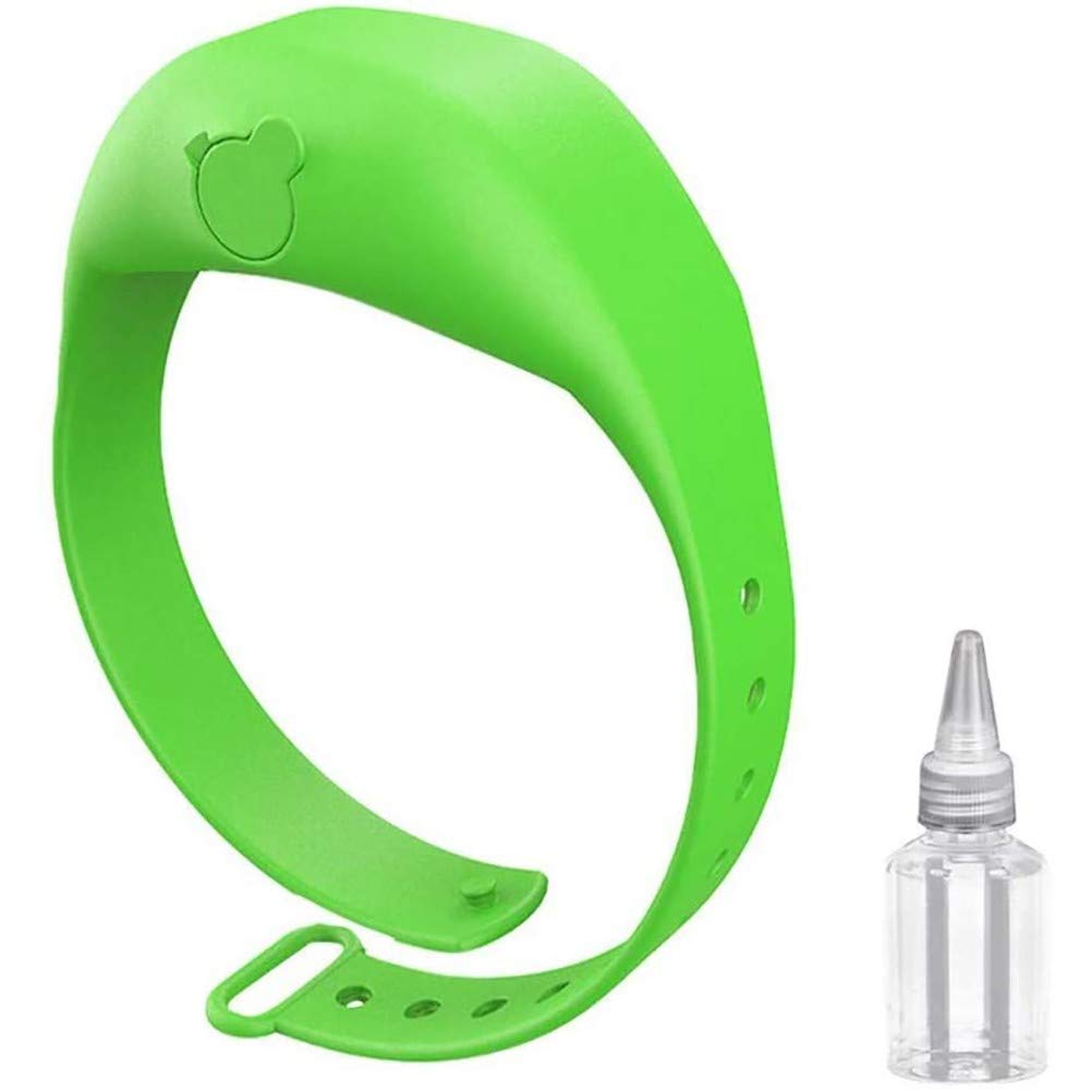 ZZZTWO 3-Pack 10ml Refillable Silicone Hand Sanitizer Bracelet - Portable Wristband Dispenser Pump for Outdoor, Travel, Gym & Sports Activities - Green