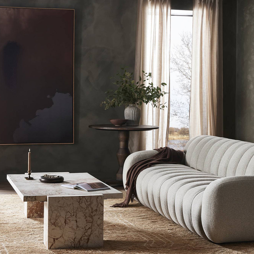 Romano Coffee Table - Desert Taupe Marble Top Modern Living Room Furniture for Home Decor & Small Space Interior Design