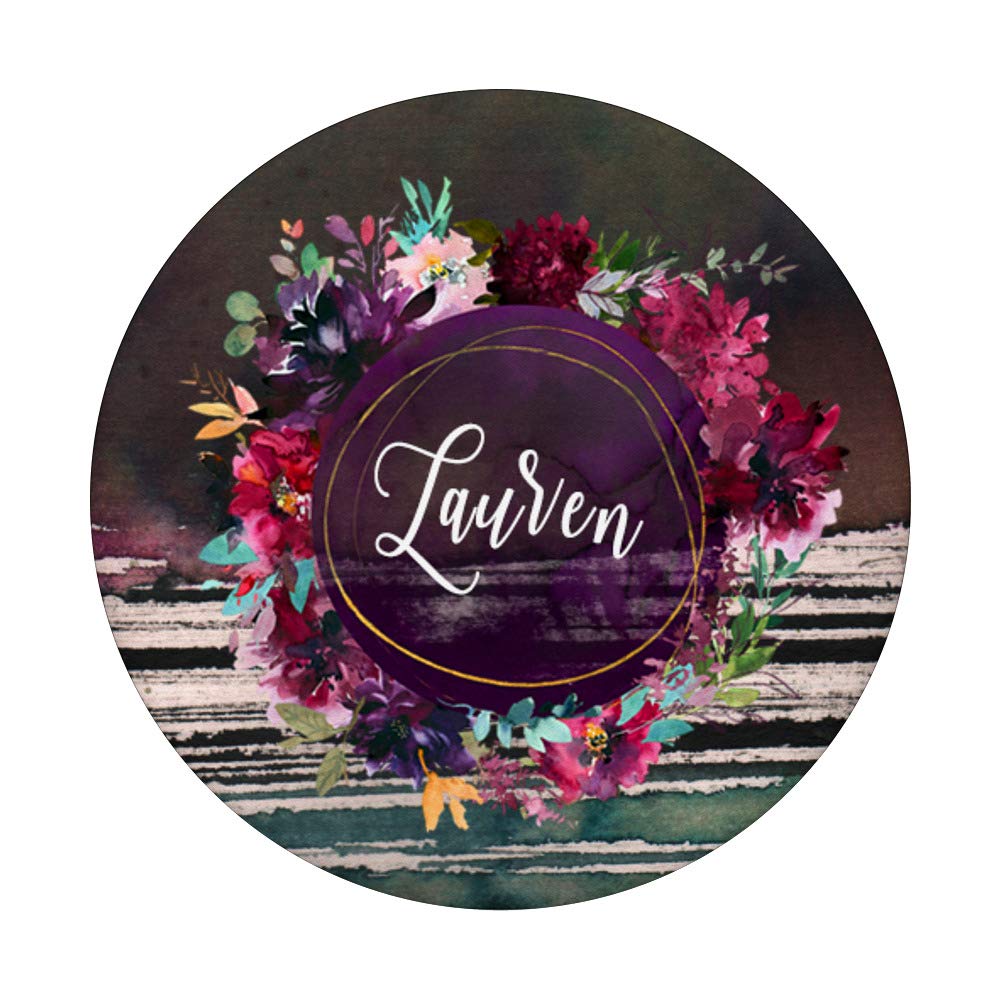 Lauren Name Monogram Floral Wall Art - Boho Chic Home Decor for Women & Girls | Perfect for Bedroom, Nursery & Gift Giving