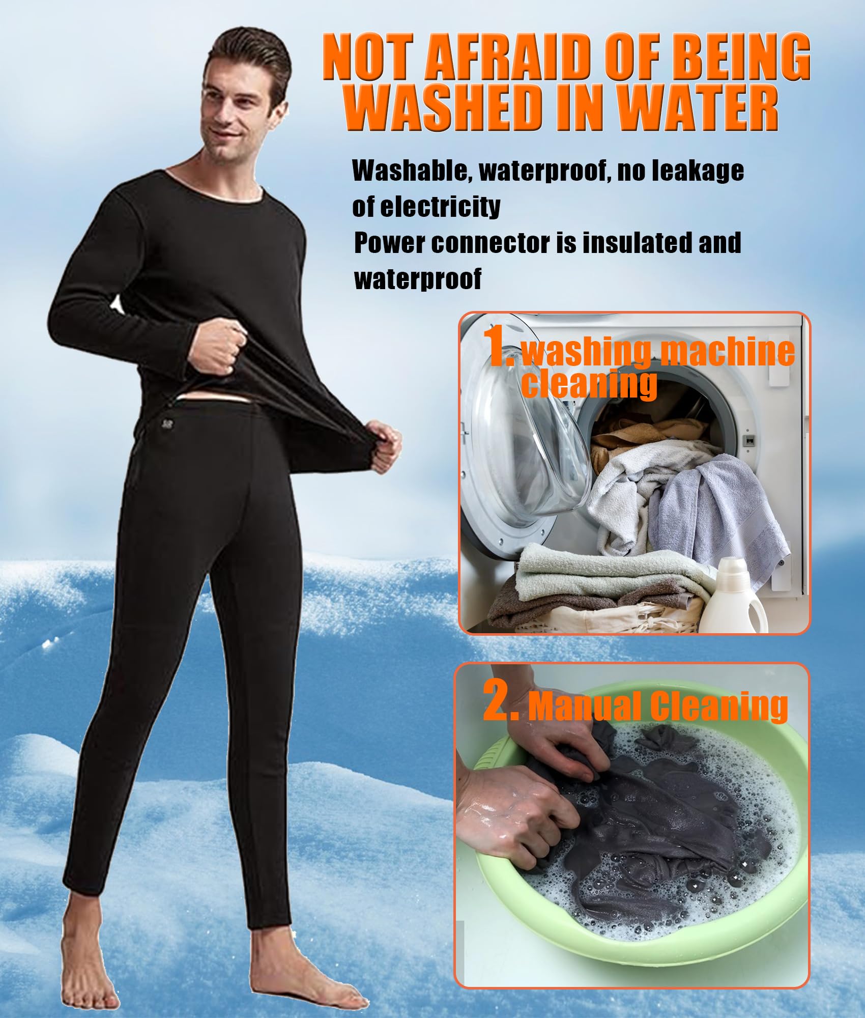 Men's Heated Thermal Underwear Set - Winter Base Layer for Skiing, Hiking & Outdoor Activities | Electric Warm Long Johns for Cold Weather